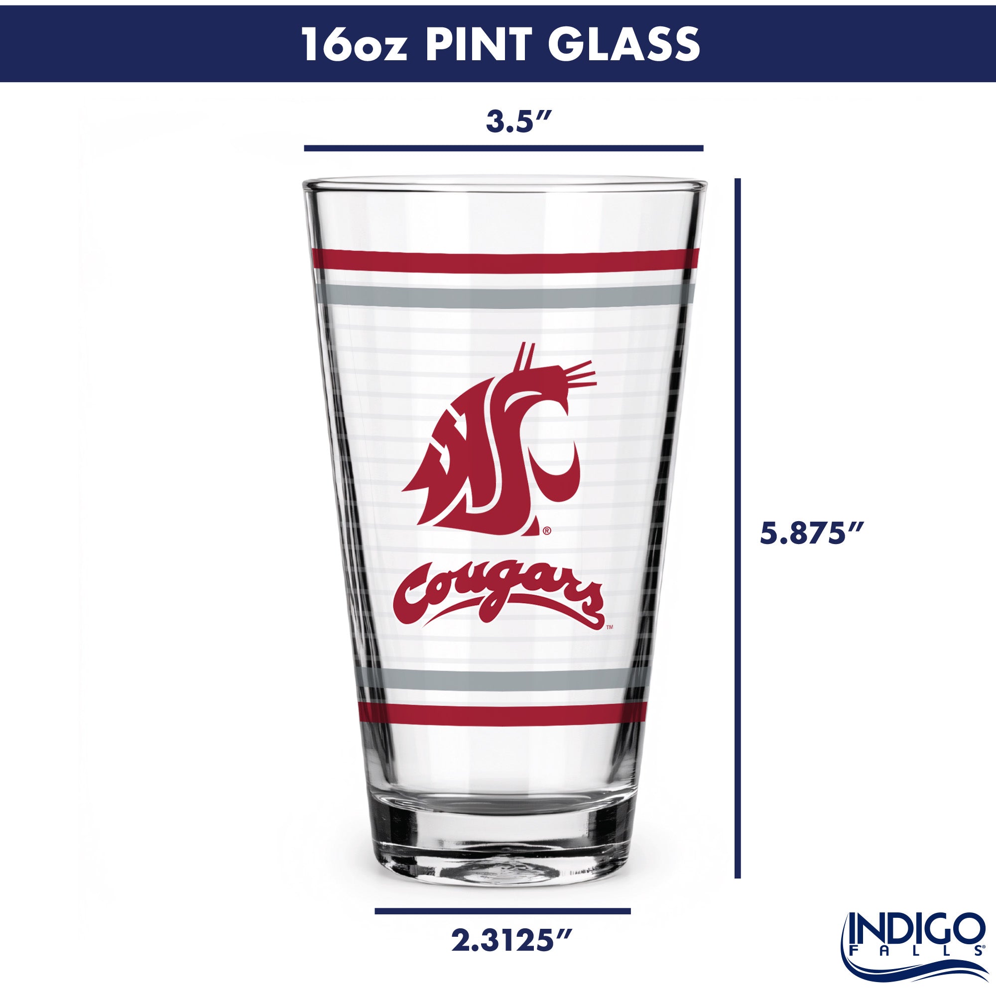 Set of 2 Washington State Cougars 16oz Ring Pints