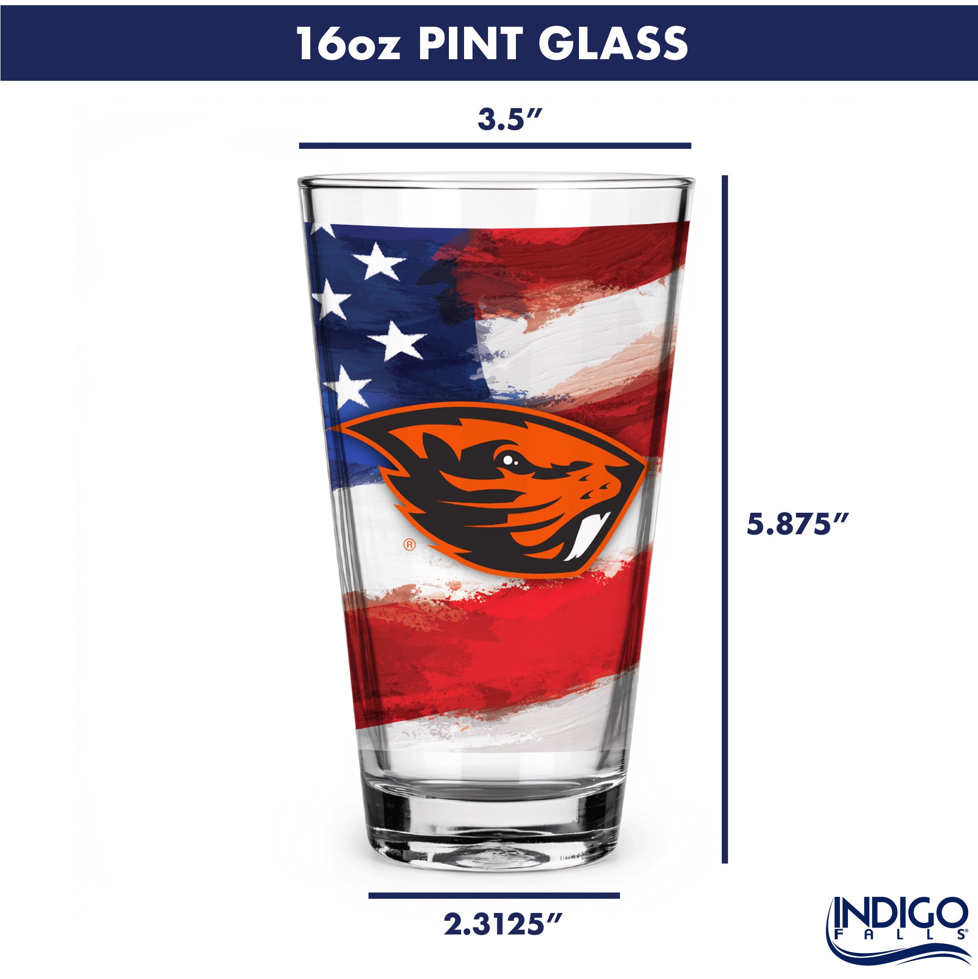 Set of 2 Oregon State Beavers 16oz Americana Pints