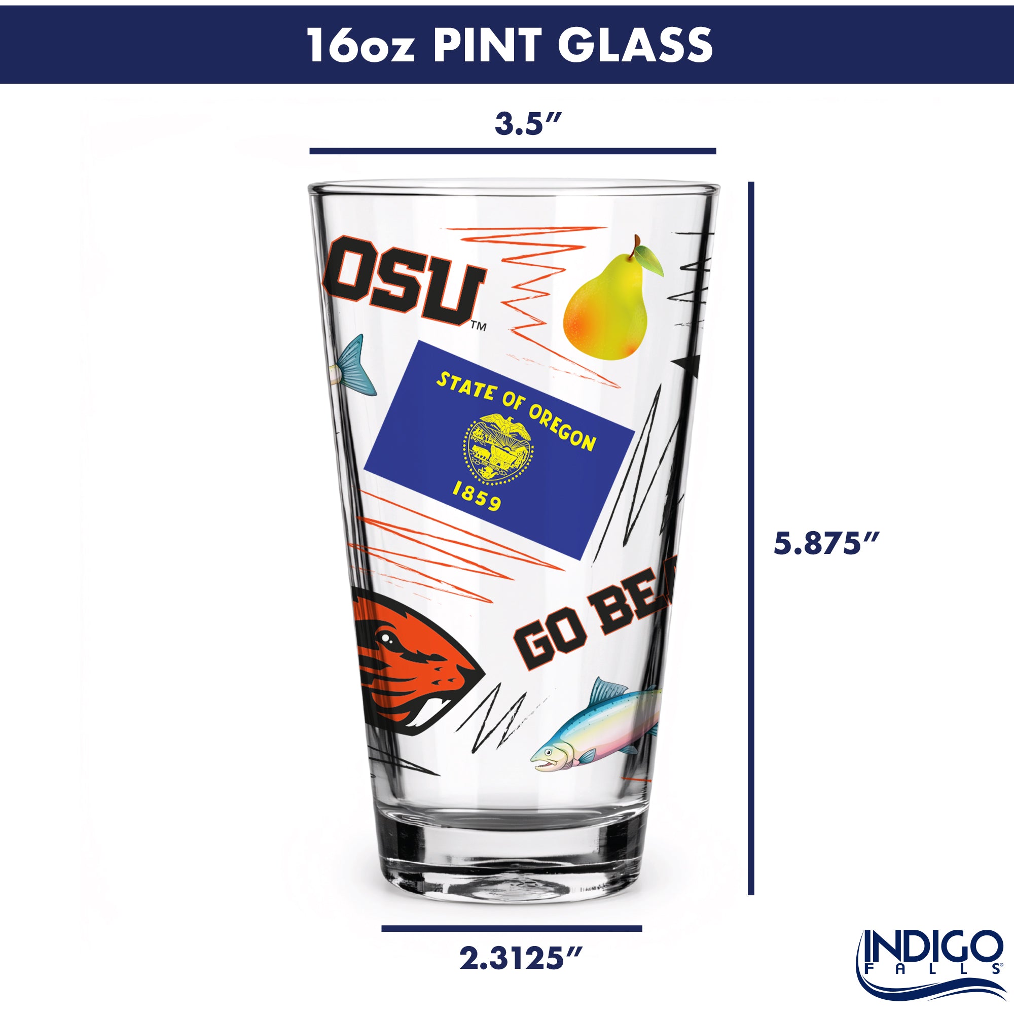 Set of 2 Oregon State Beavers Local 16oz Pints