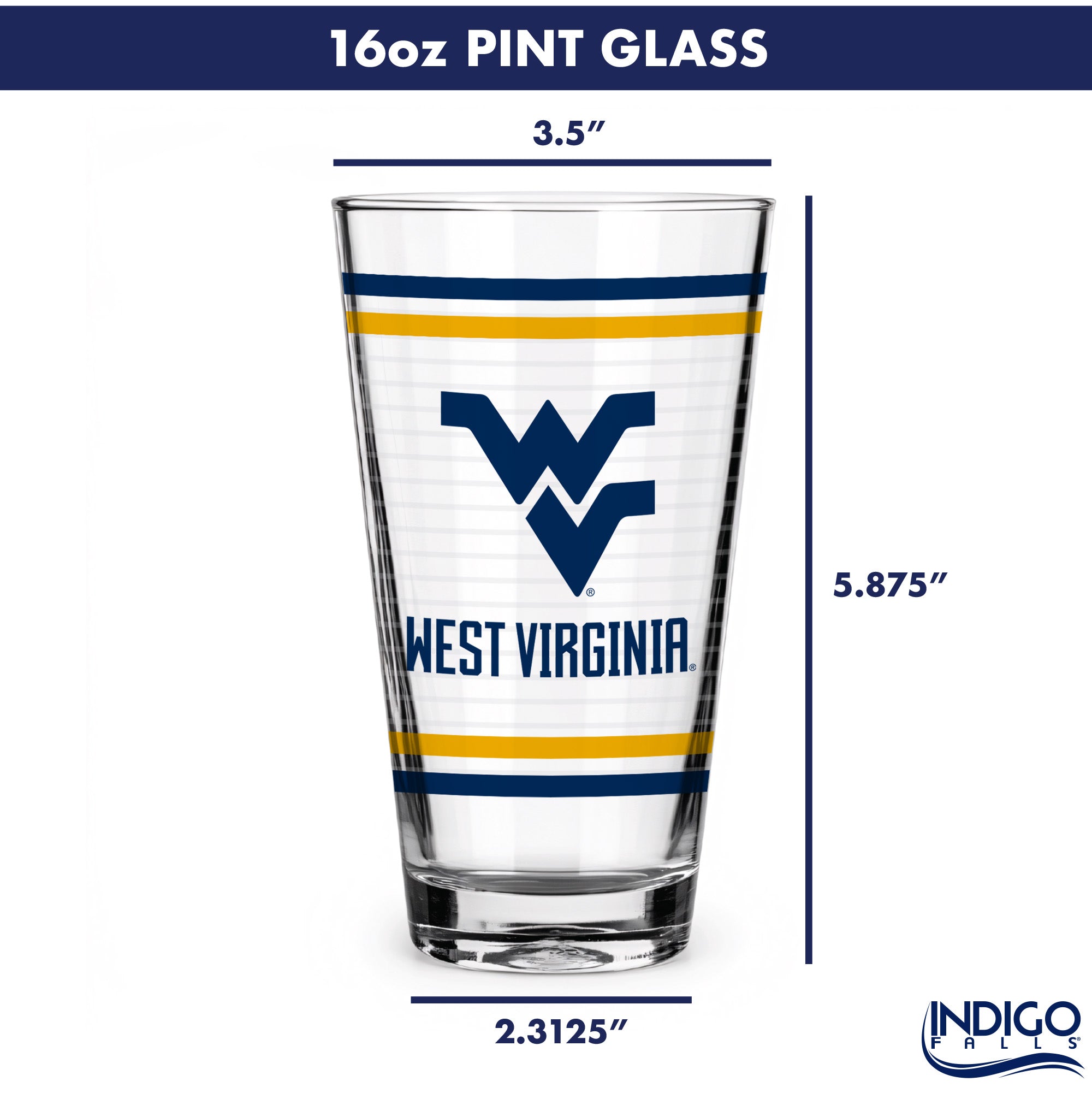 Set of 2 West Virginia Mountaineers 16oz Ring Pints