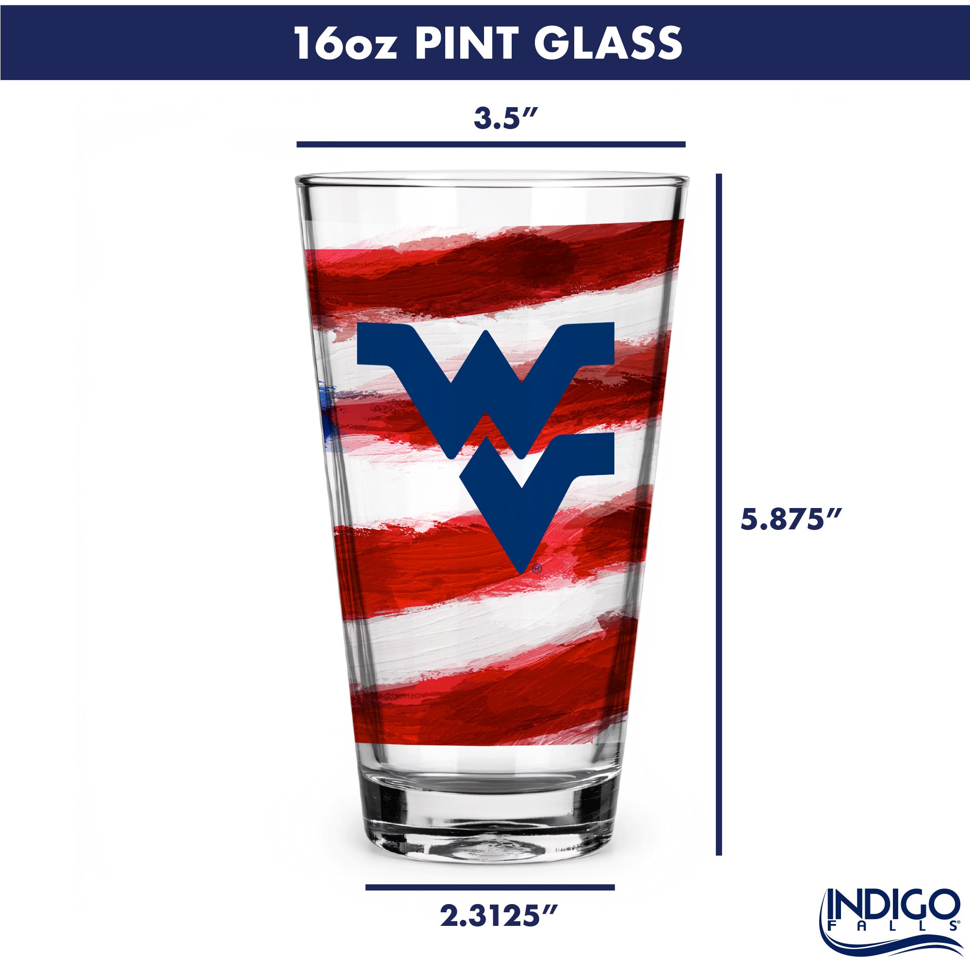 Set of 2 West Virginia Mountaineers 16oz Americana Pints
