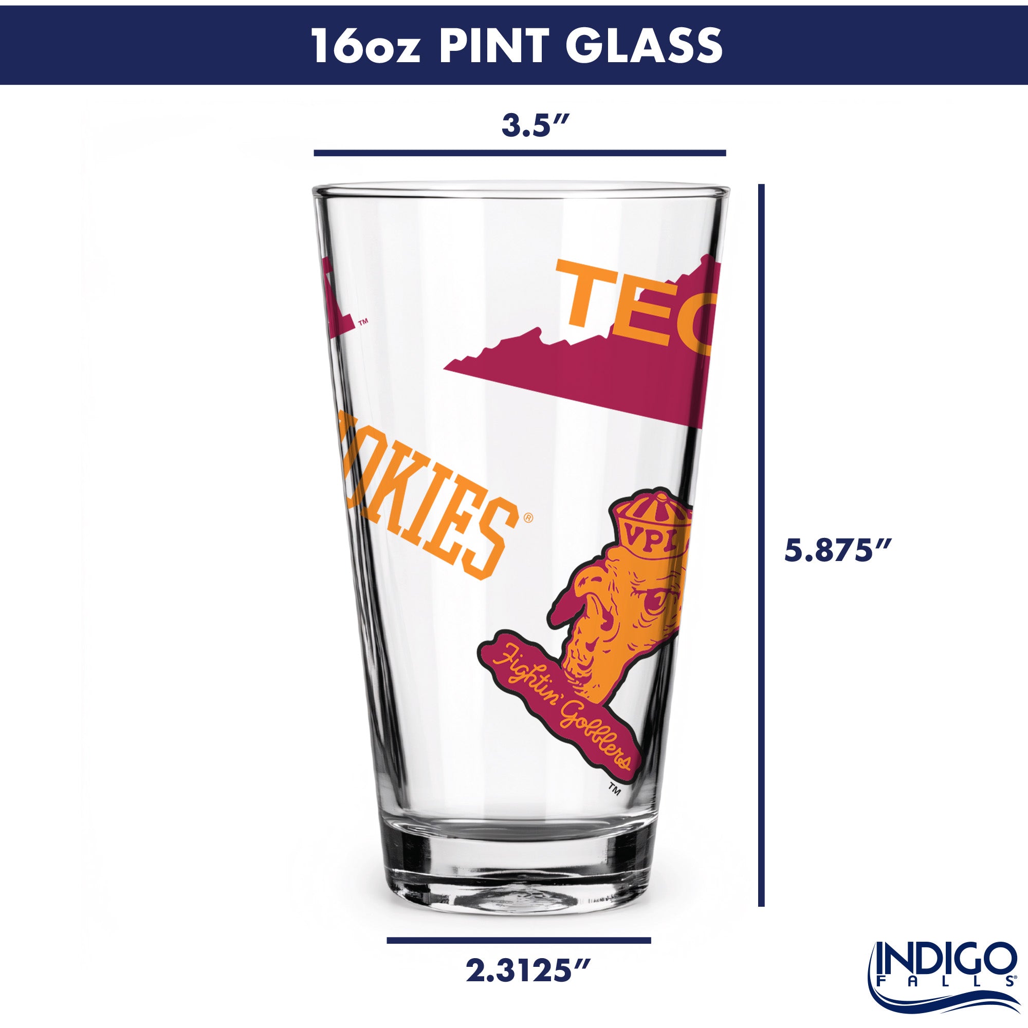 16oz Virginia Tech Hokies College Vault Medley Pint 2 Pack