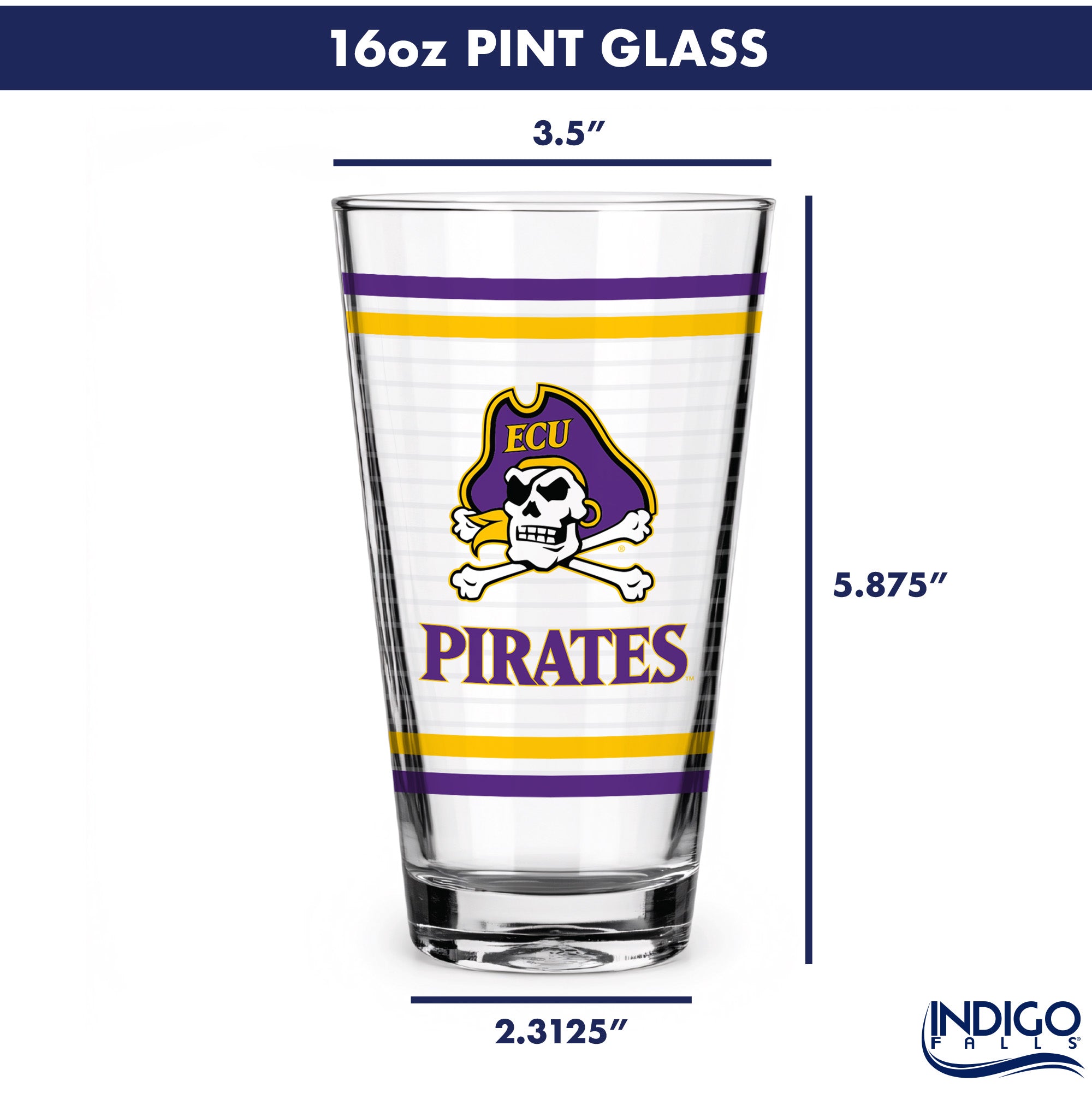 Set of 2 East Carolina Pirates 16oz Ring Pints