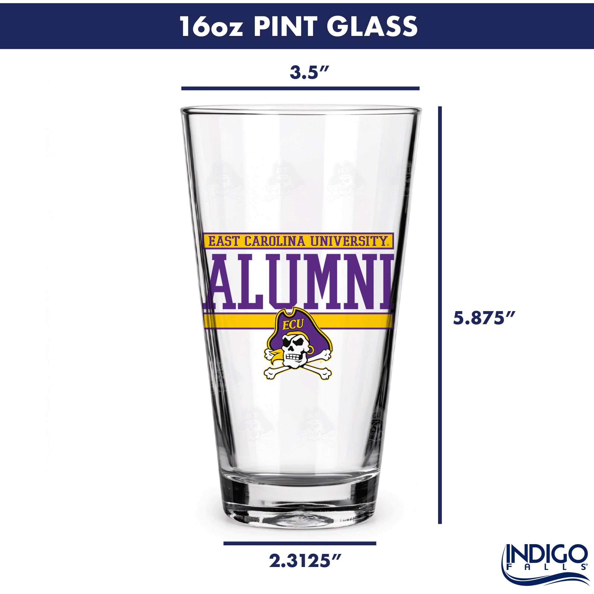 Set of 2 East Carolina Pirates 16oz Alumni Pints