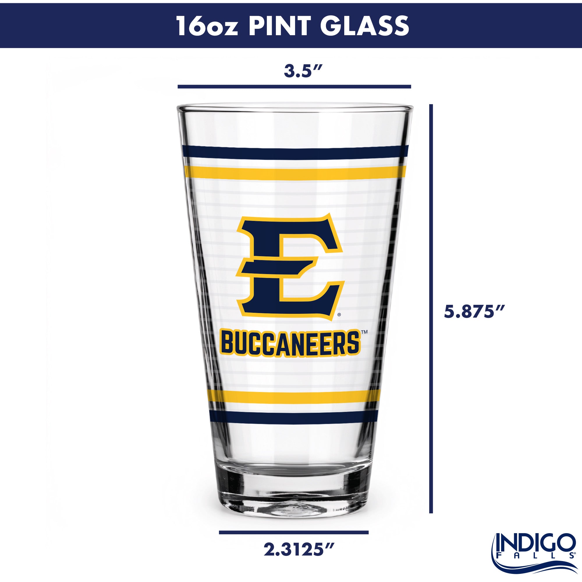 Set of 2 East Tennessee Buccaneers 16oz Ring Pints