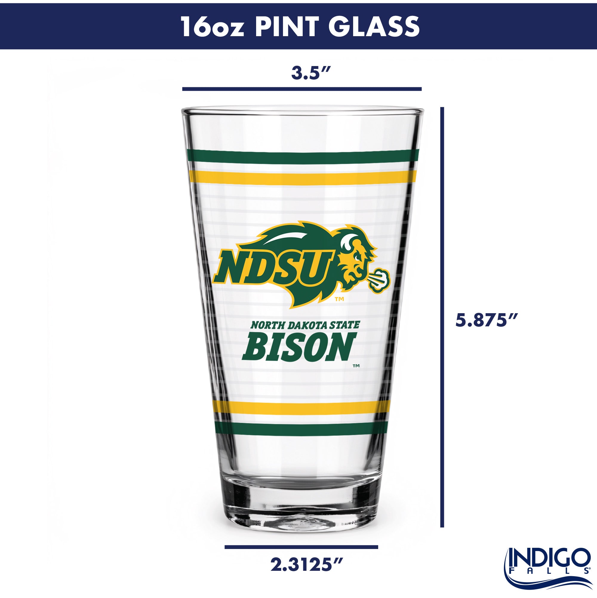 Set of 2 North Dakota State Bisons 16oz Ring Pints