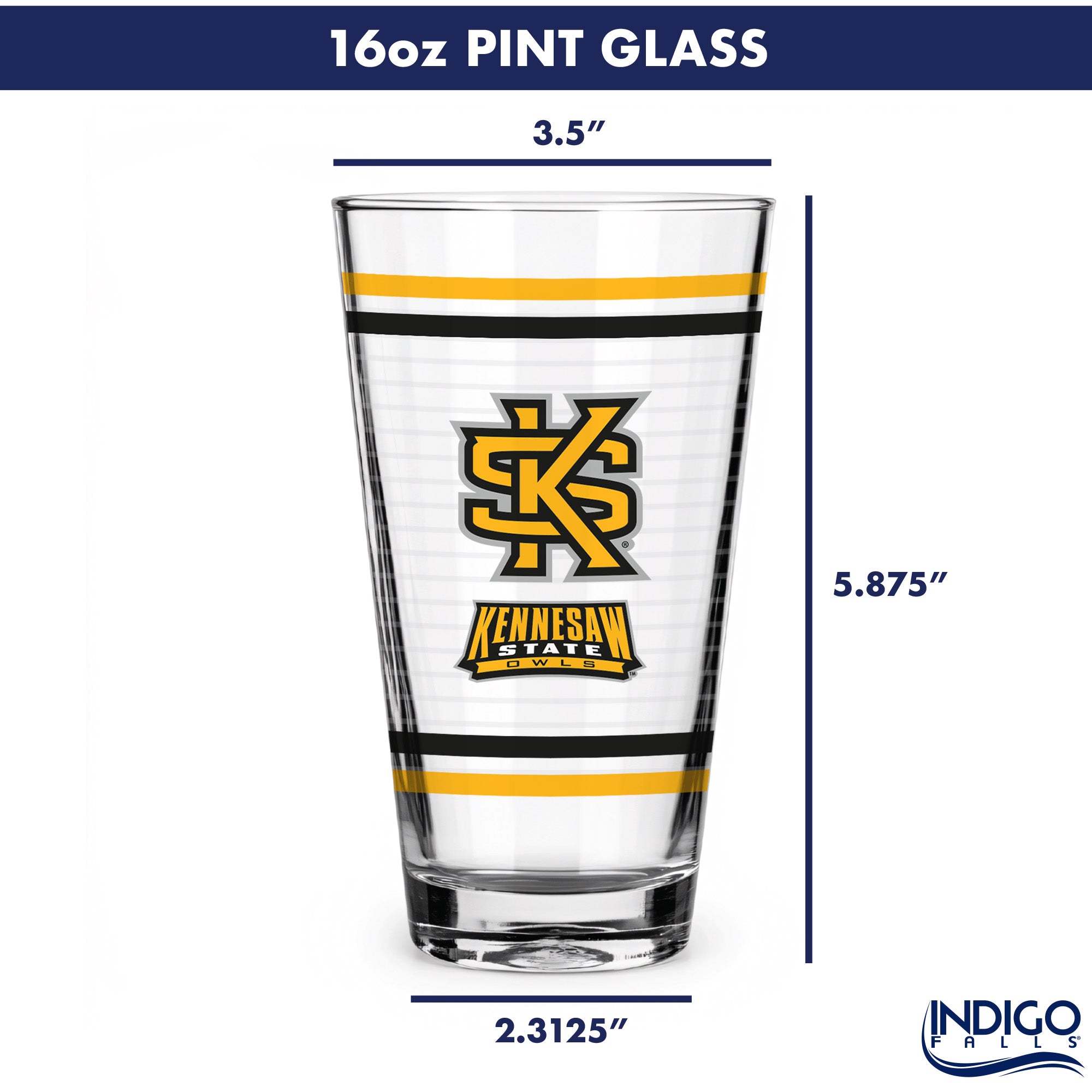Set of 2 Kennesaw State Owls 16oz Ring Pints