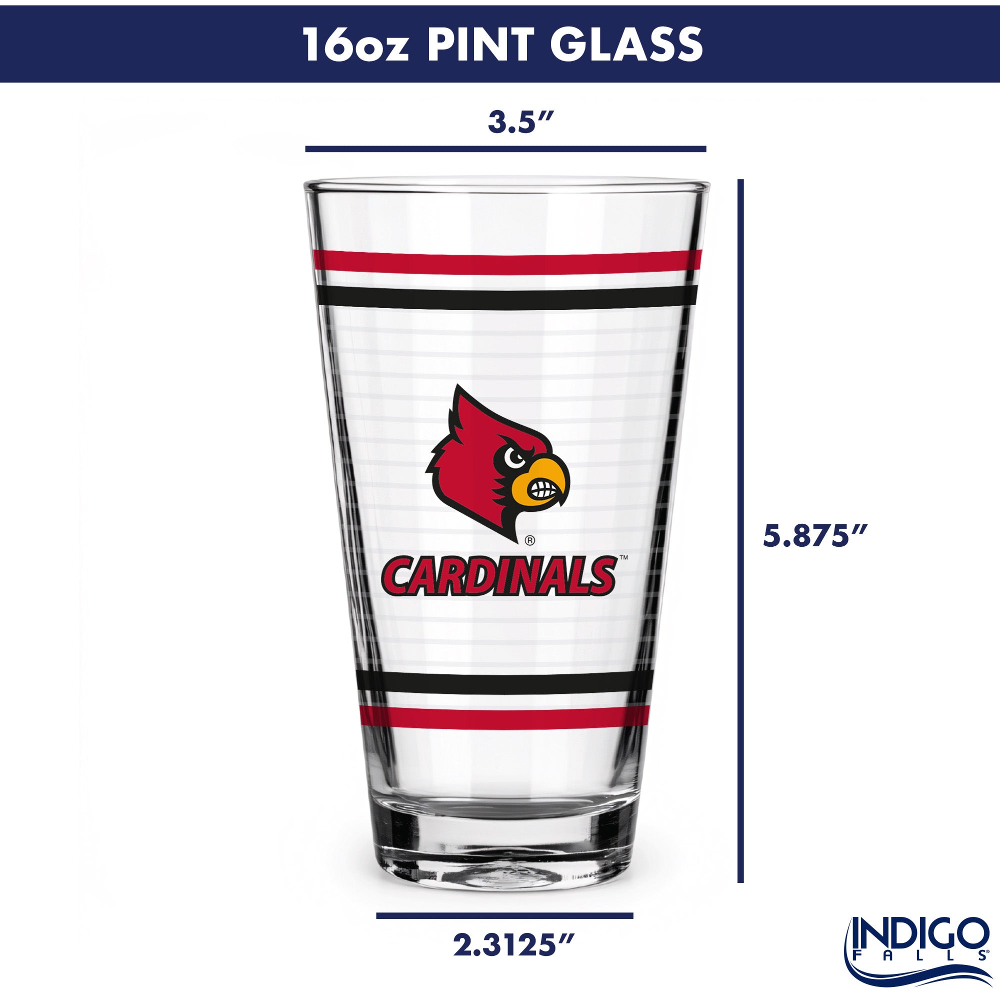 Set of 2 Louisville Cardinals 16oz Ring Pints