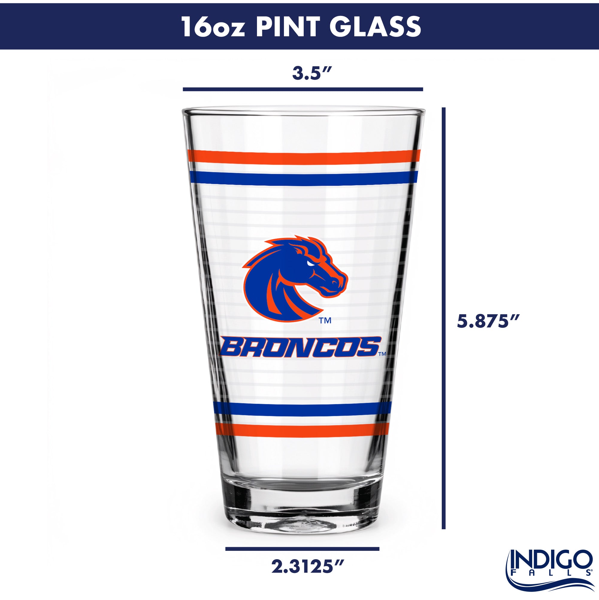 Set of 2 Boise State Broncos 16oz Ring Pints