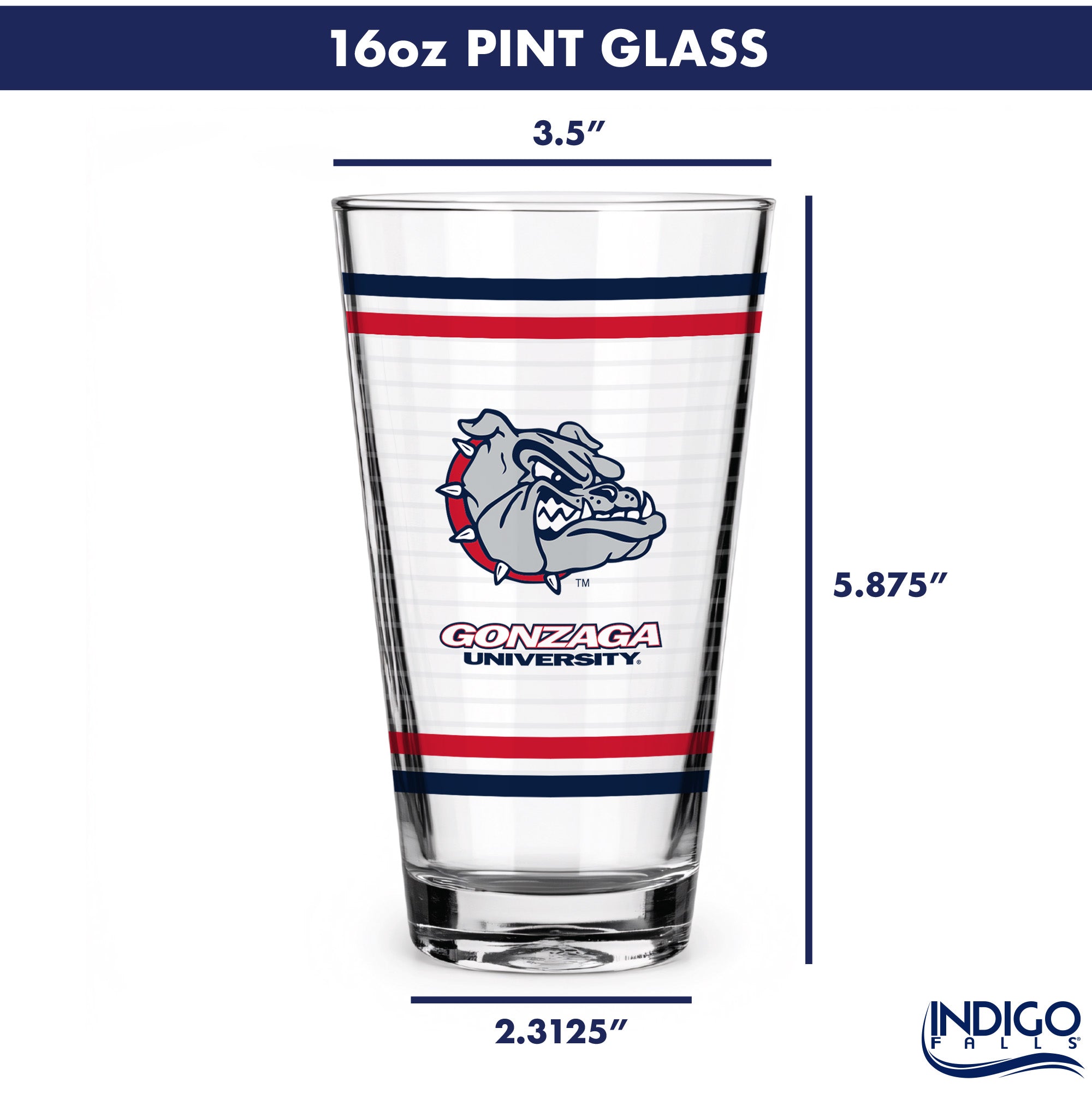 Set of 2 Gonzaga Bulldogs 16oz Ring Pints