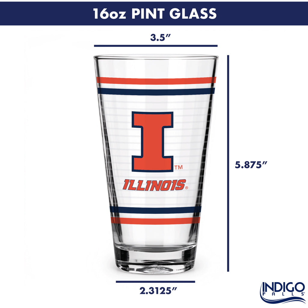 Set of 2 Illinois Fighting Illini 16oz Ring Pints
