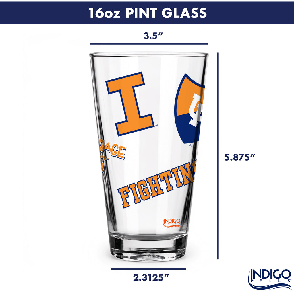 16oz Illinois Fighting Illini College Vault Medley Pint 2 Pack