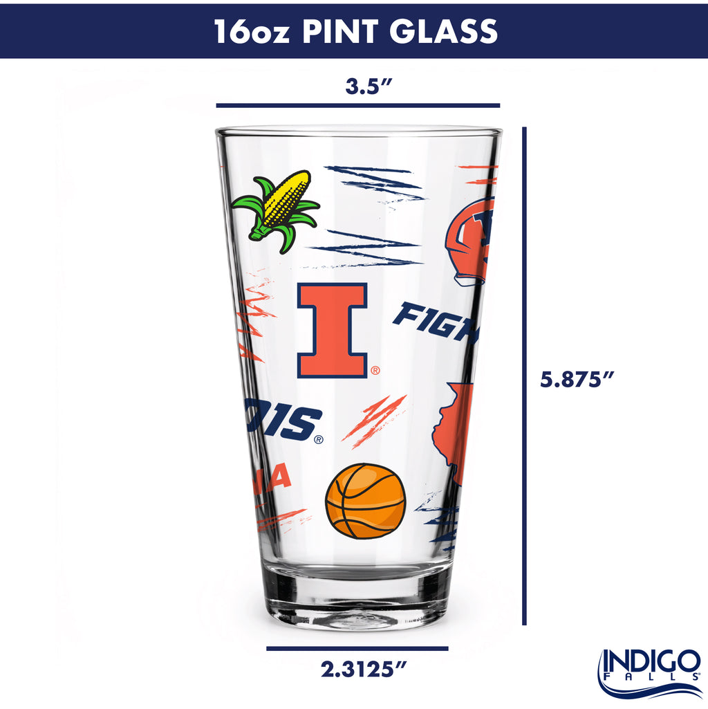 Set of 2 Illinois Fighting Illini Local 16oz Pints