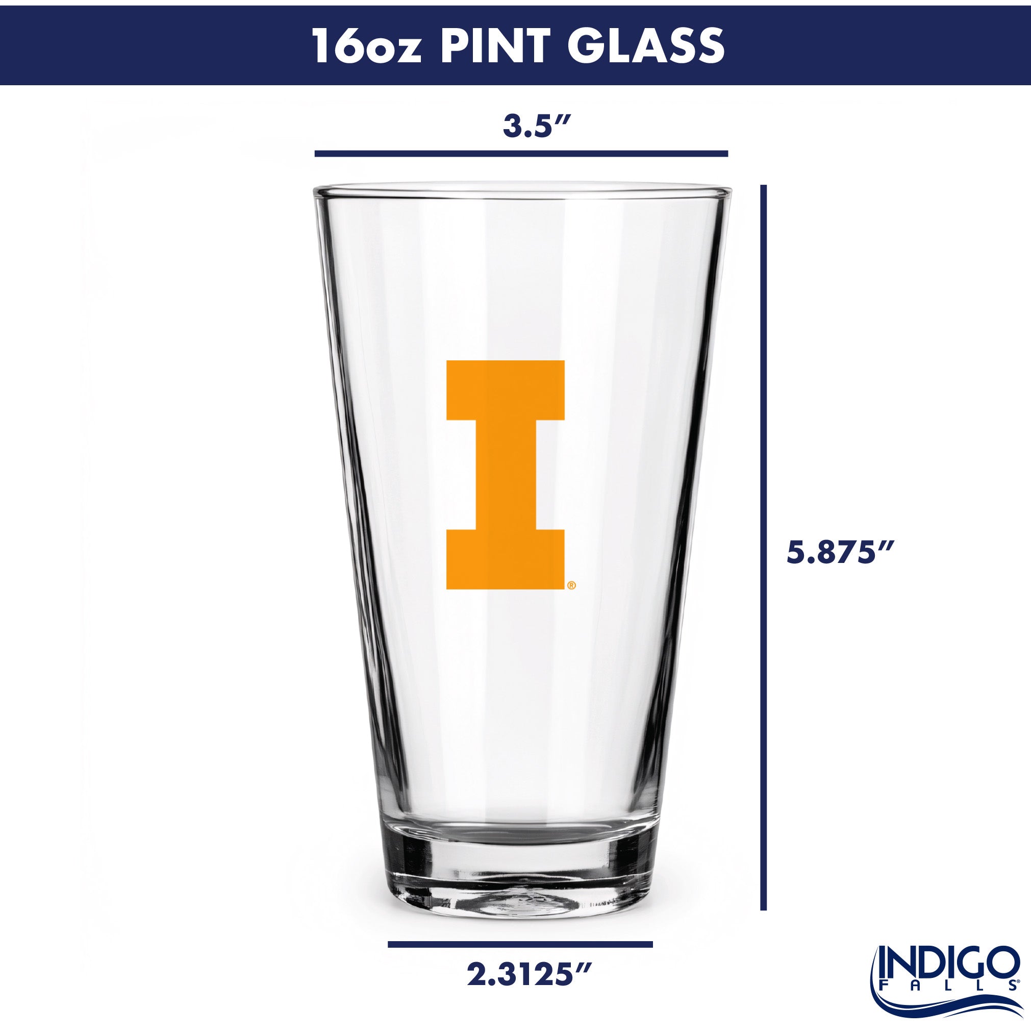 Set of 2 Illinois Fighting Illini College Vault Sketch 16oz Pints