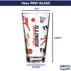 Set of 2 Illinois Fighting Illini Basketball Sketch 16oz Pints