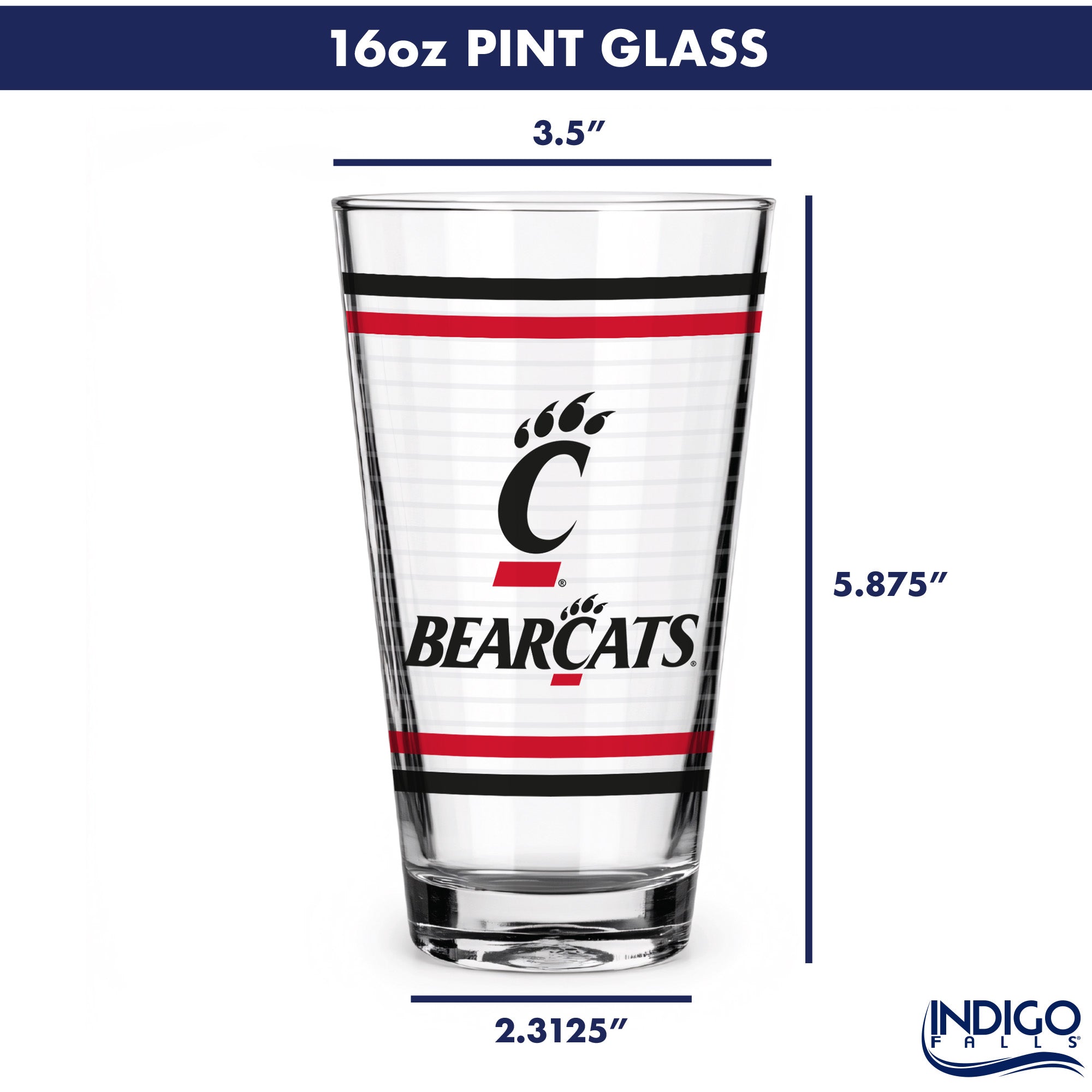 Set of 2 Cincinnati Bearcats 16oz Ring Pints