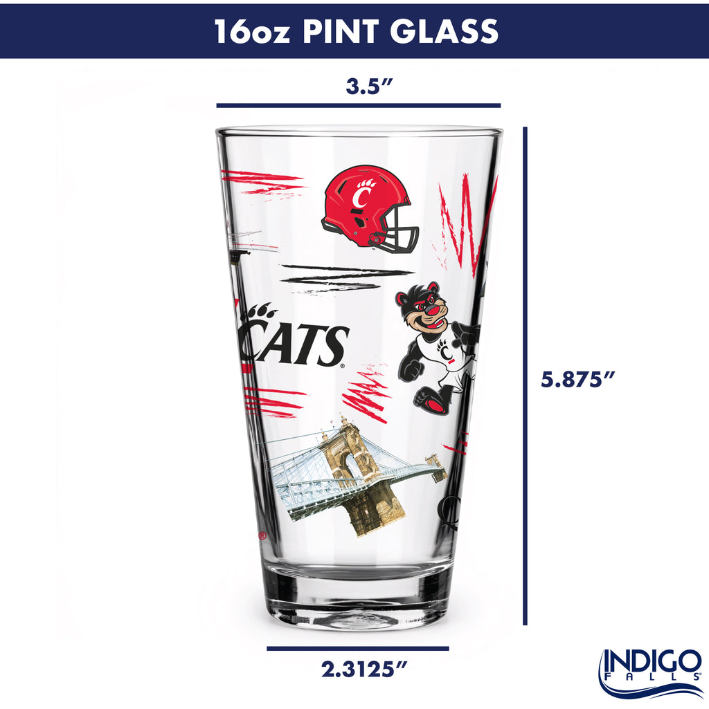 Set of 2 Cincinnati Bearcats Local 16oz Pints