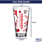Set of 2 Houston Cougars Basketball Sketch 16oz Pints
