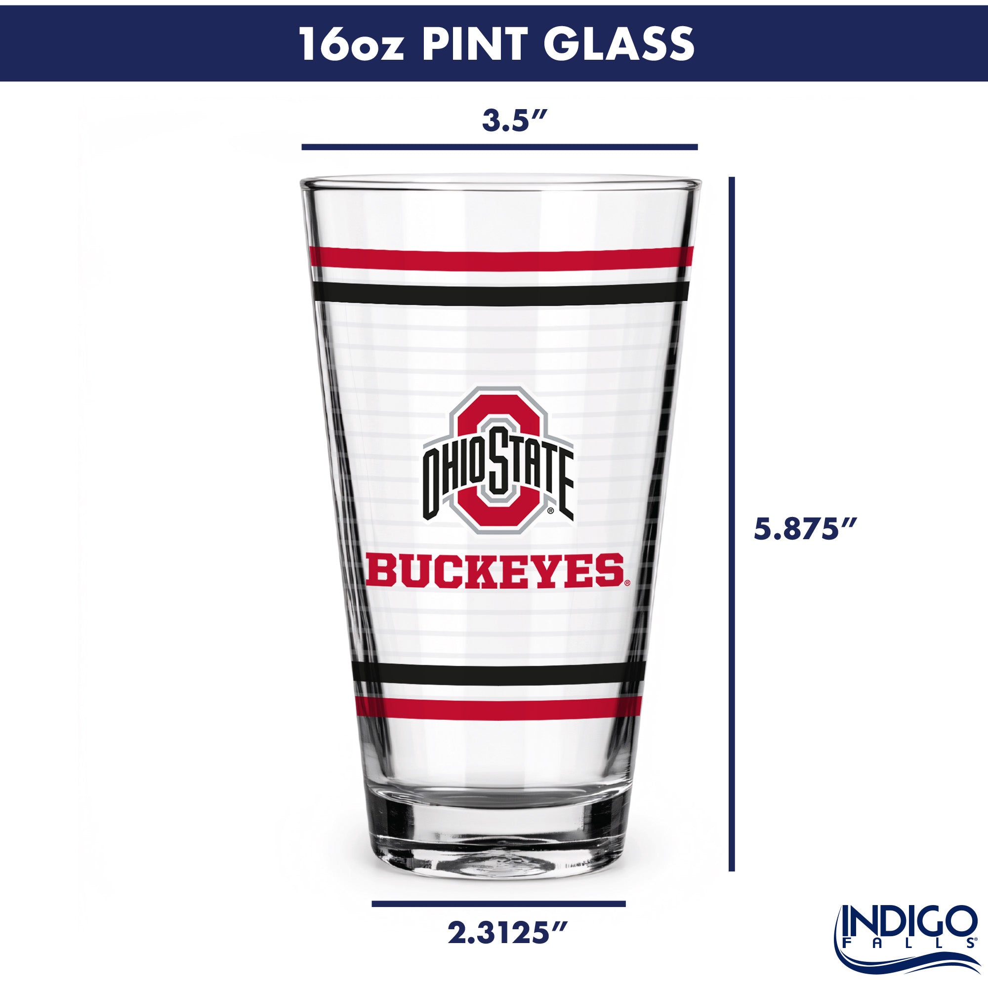 Set of 2 Ohio State Buckeyes 16oz Ring Pints