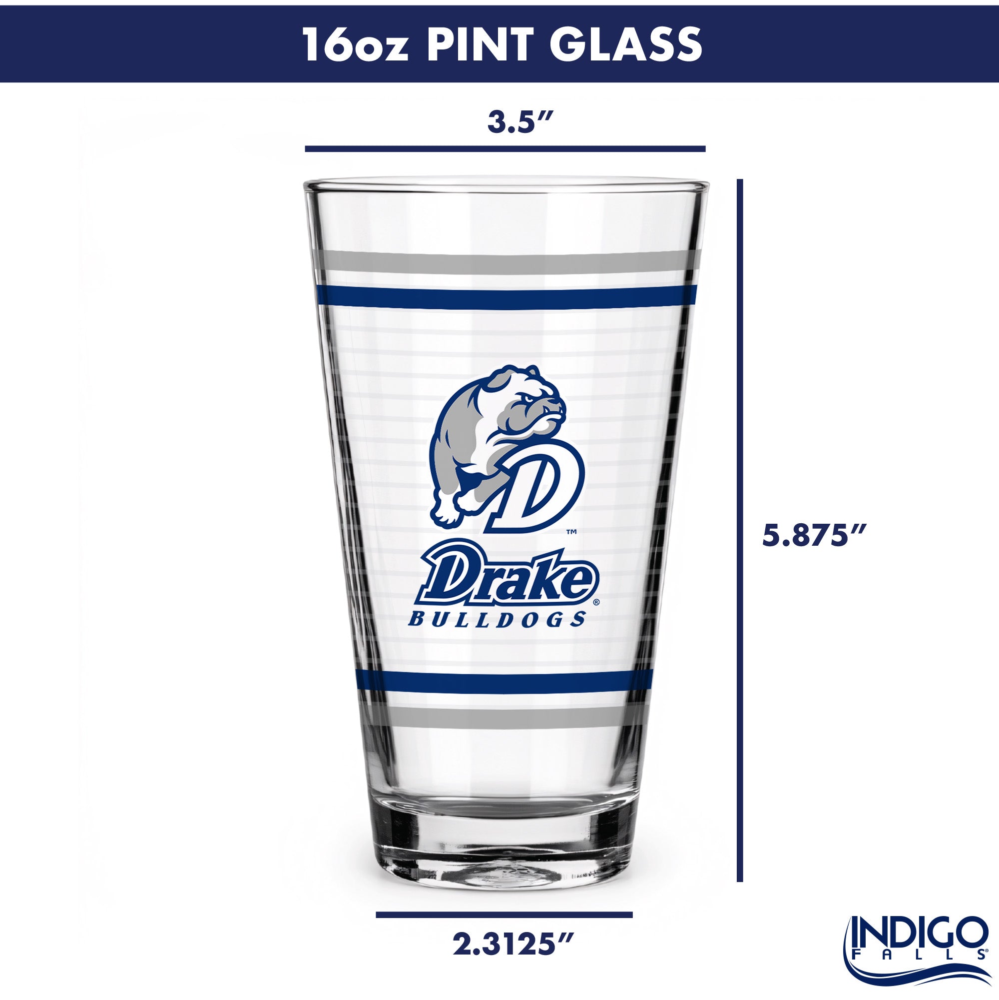 Set of 2 Drake Bulldogs 16oz Ring Pints