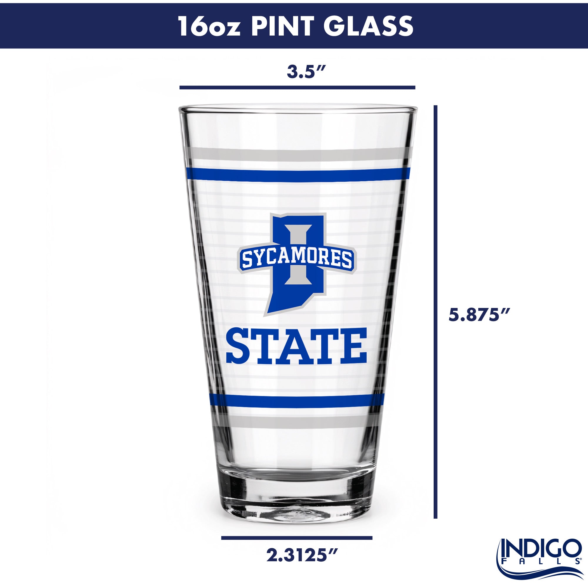 Set of 2 Indiana State Sycamores 16oz Ring Pints