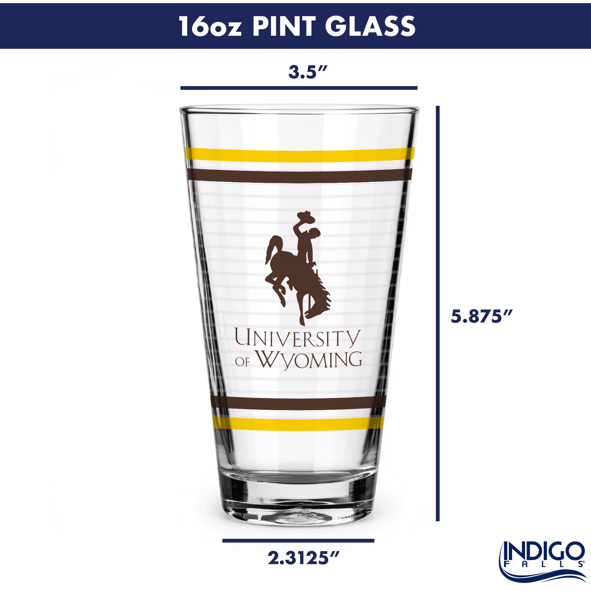 Set of 2 Wyoming Cowboys 16oz Ring Pints