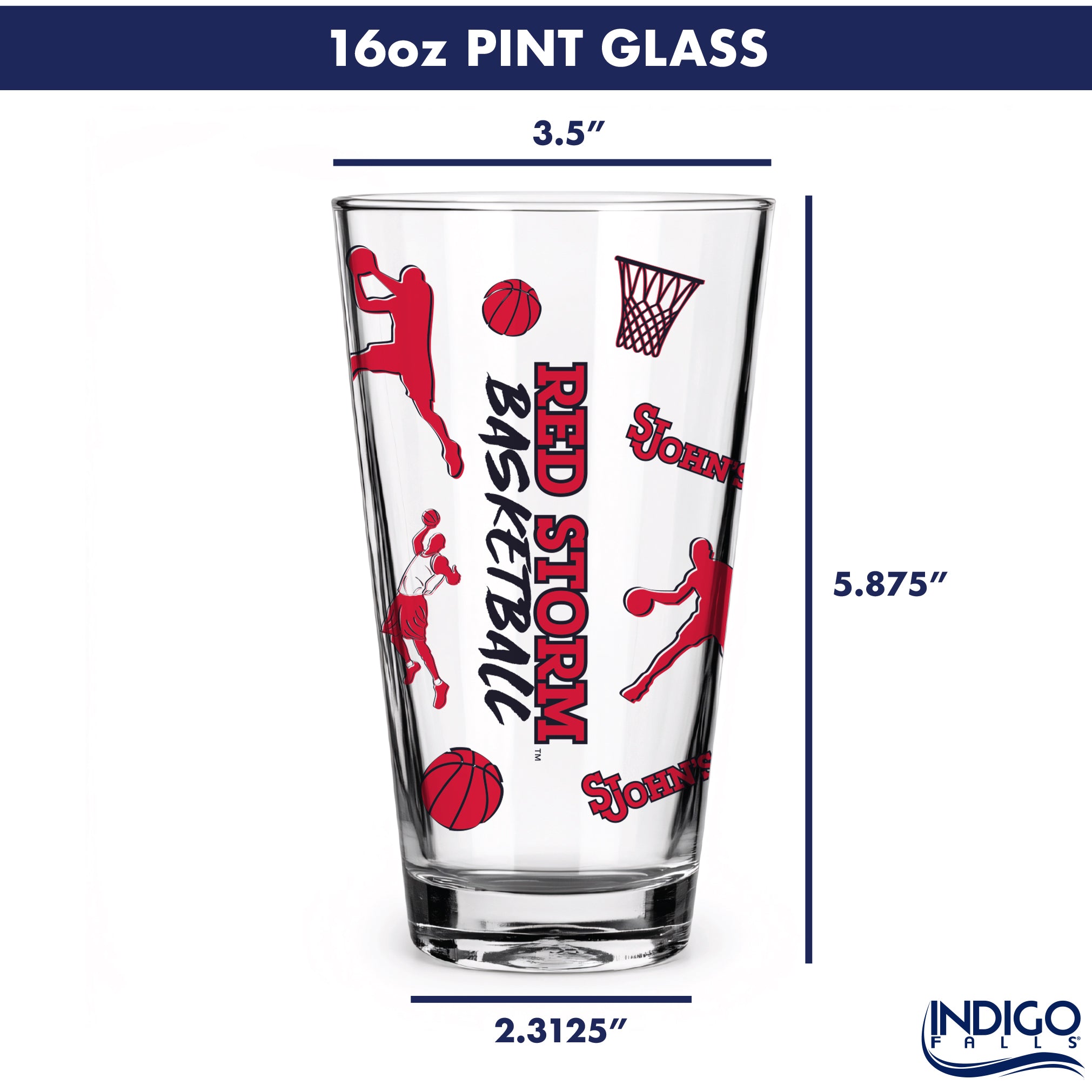 Set of 2 St. Johns Basketball Sketch 16oz Pints