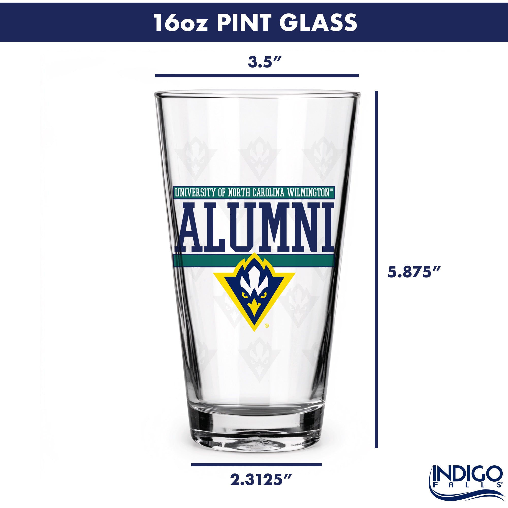Set of 2 UNC Wilmington 16oz Alumni Pints