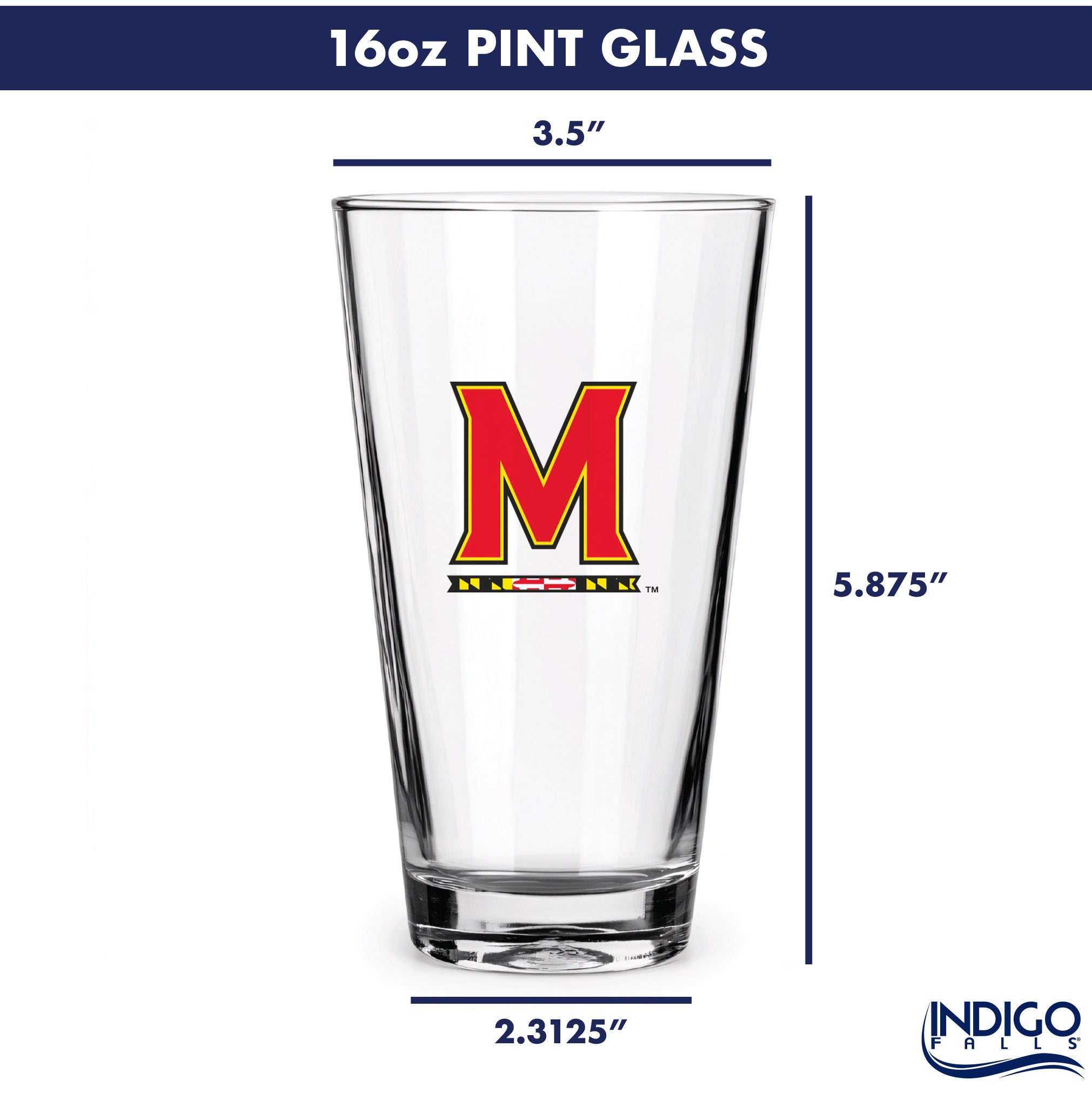 Set of 2 Maryland Terrapins College Vault Sketch 16oz Pints