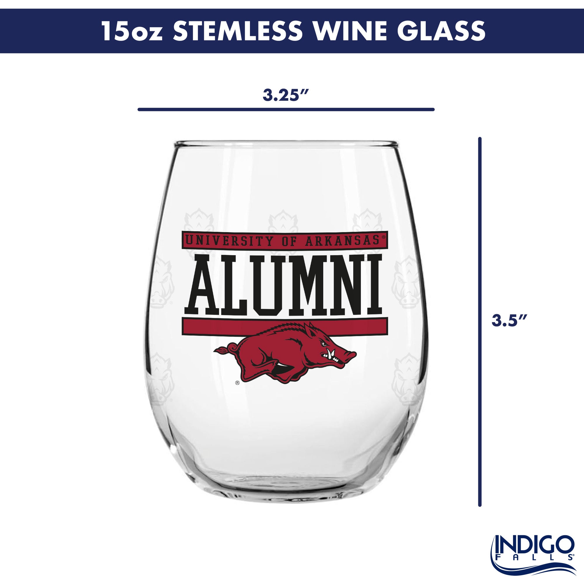Set of 2 Arkansas Razorbacks Alumni 15oz Stemless
