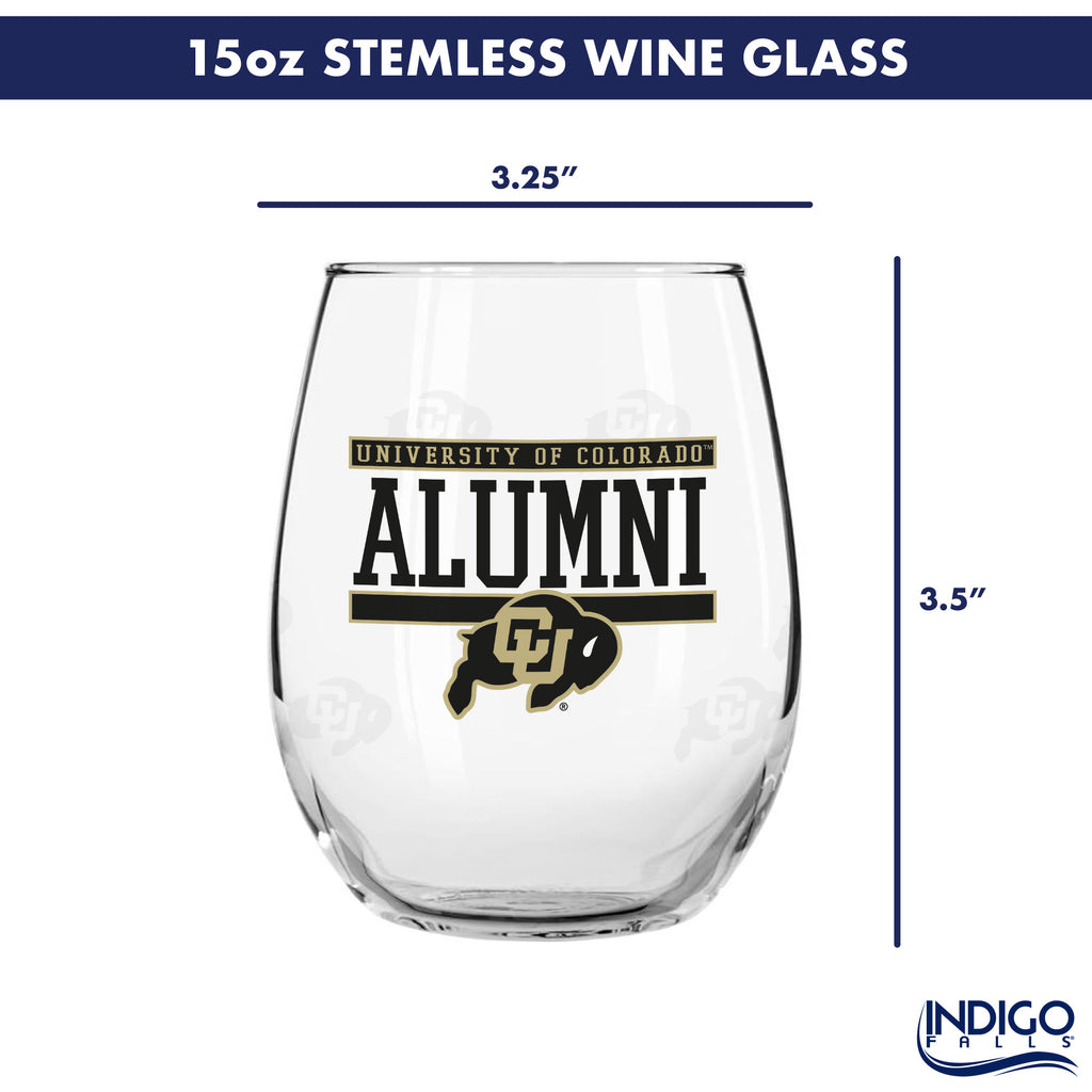 Set of 2 Colorado Buffaloes Alumni 15oz Stemless