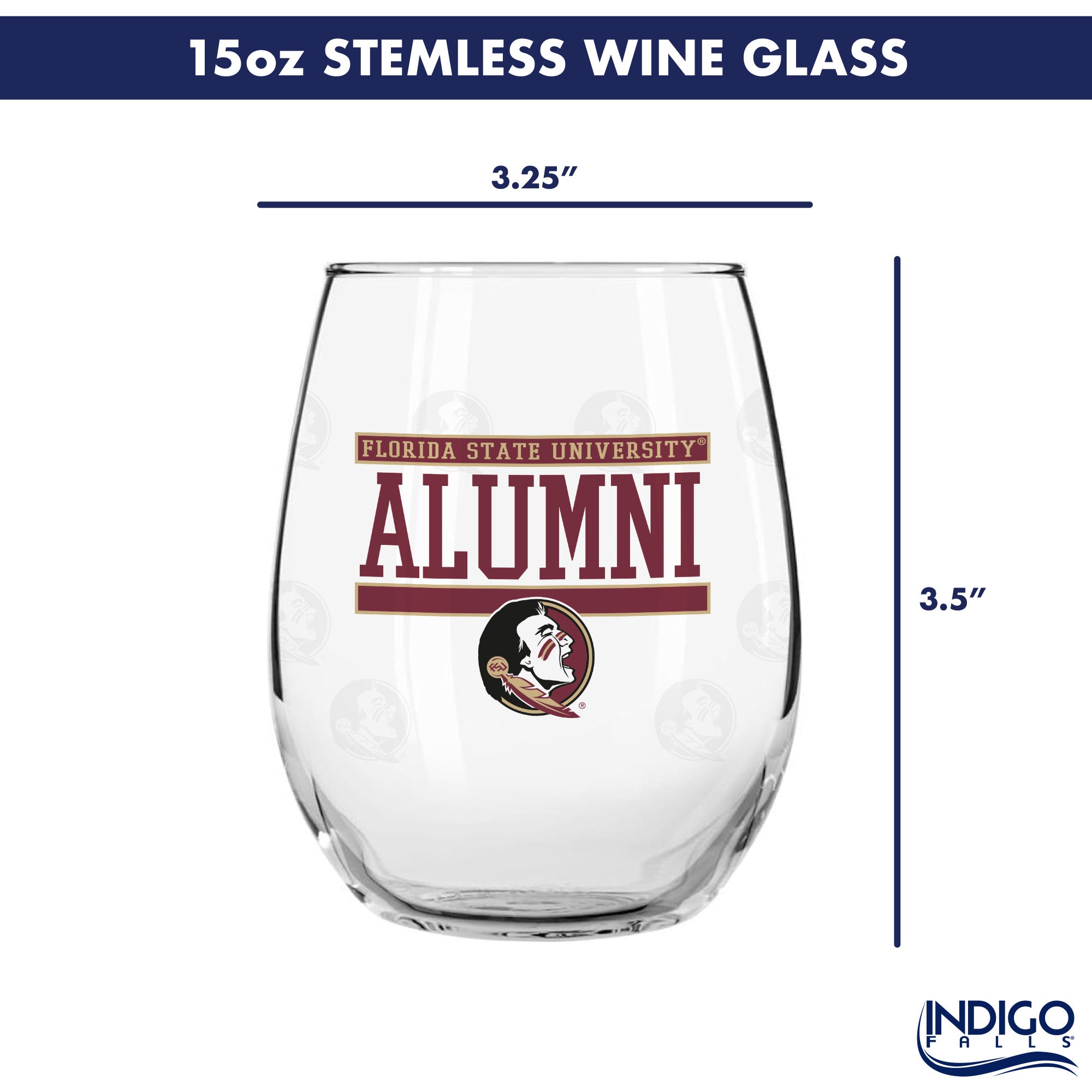 Set of 2 Florida State Seminoles Alumni 15oz Stemless