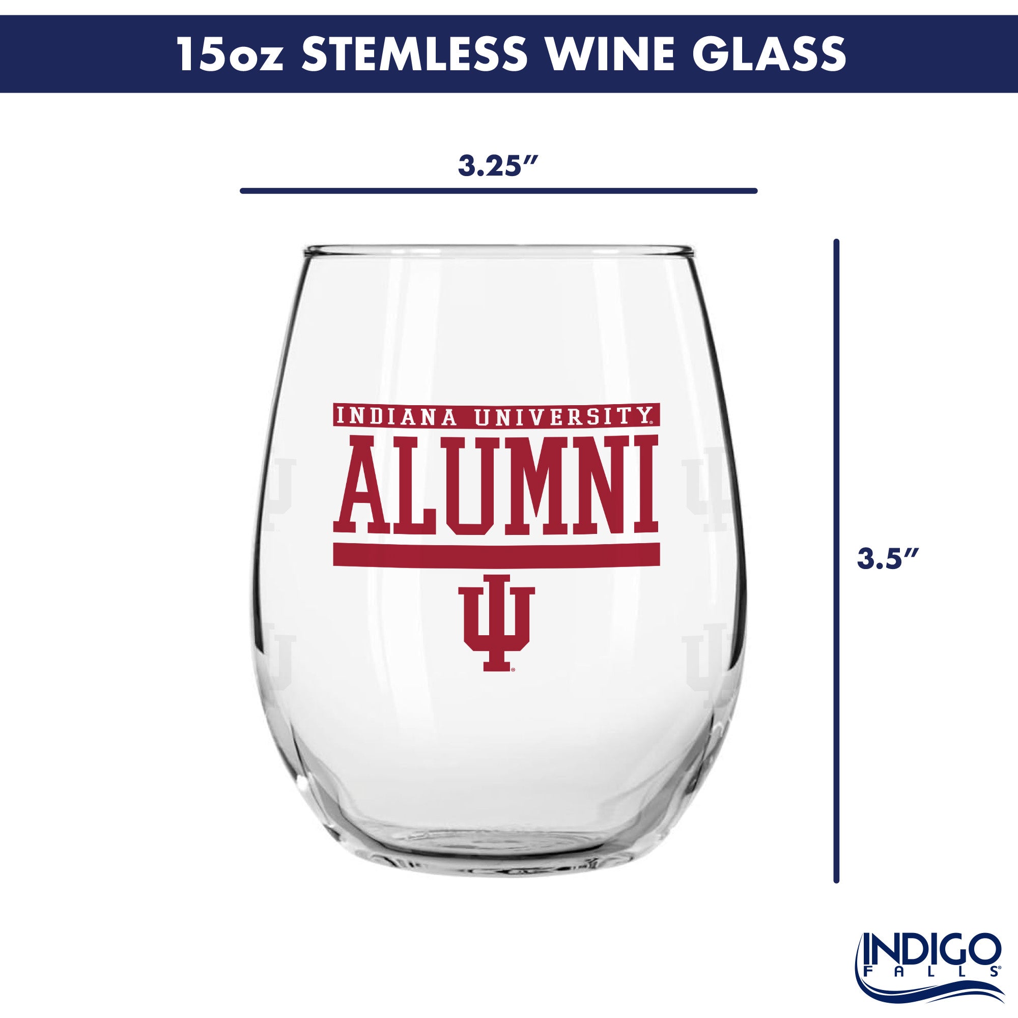 Set of 2 Indiana Hoosiers Alumni 15oz Stemless