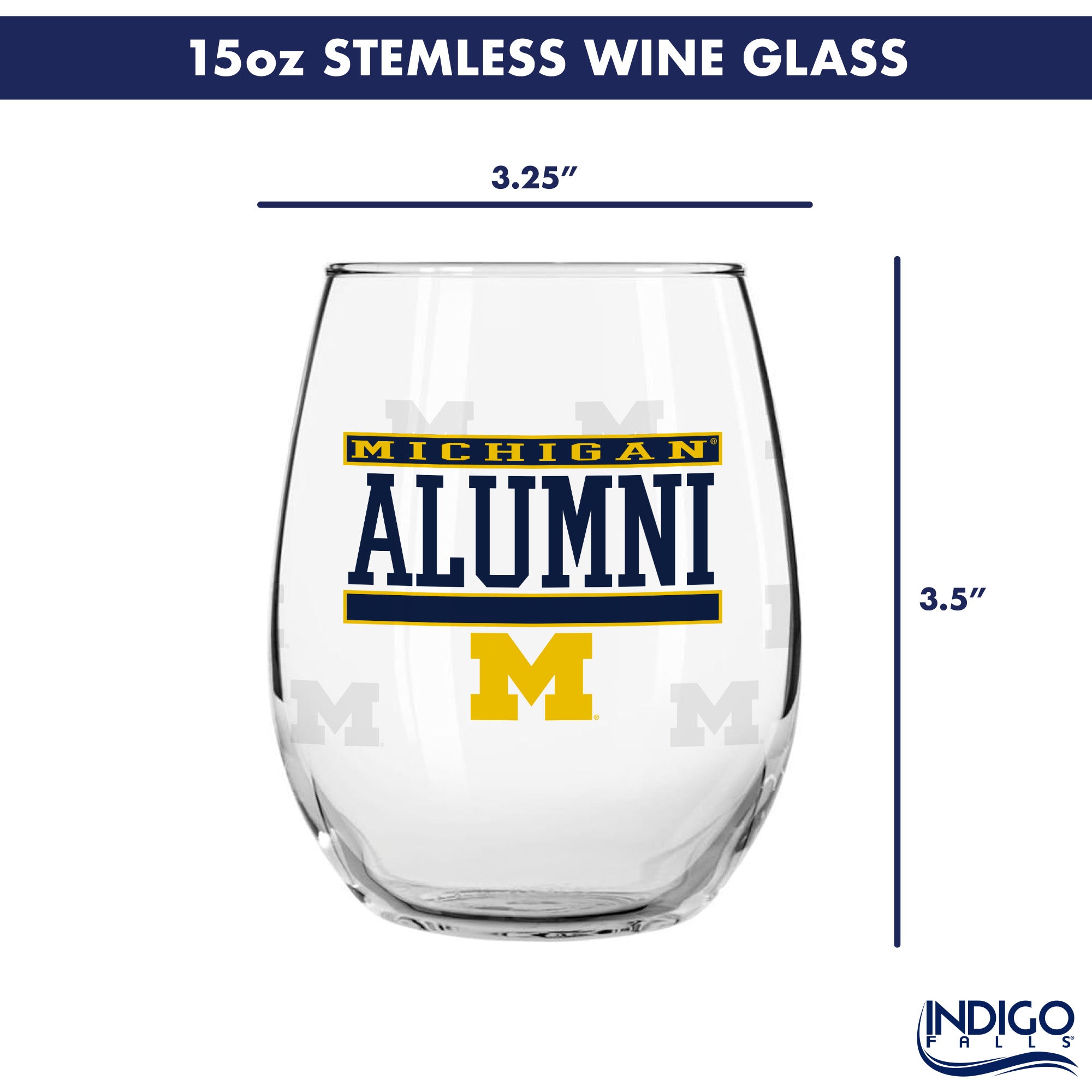 Set of 2 Michigan Wolverines Alumni 15oz Stemless