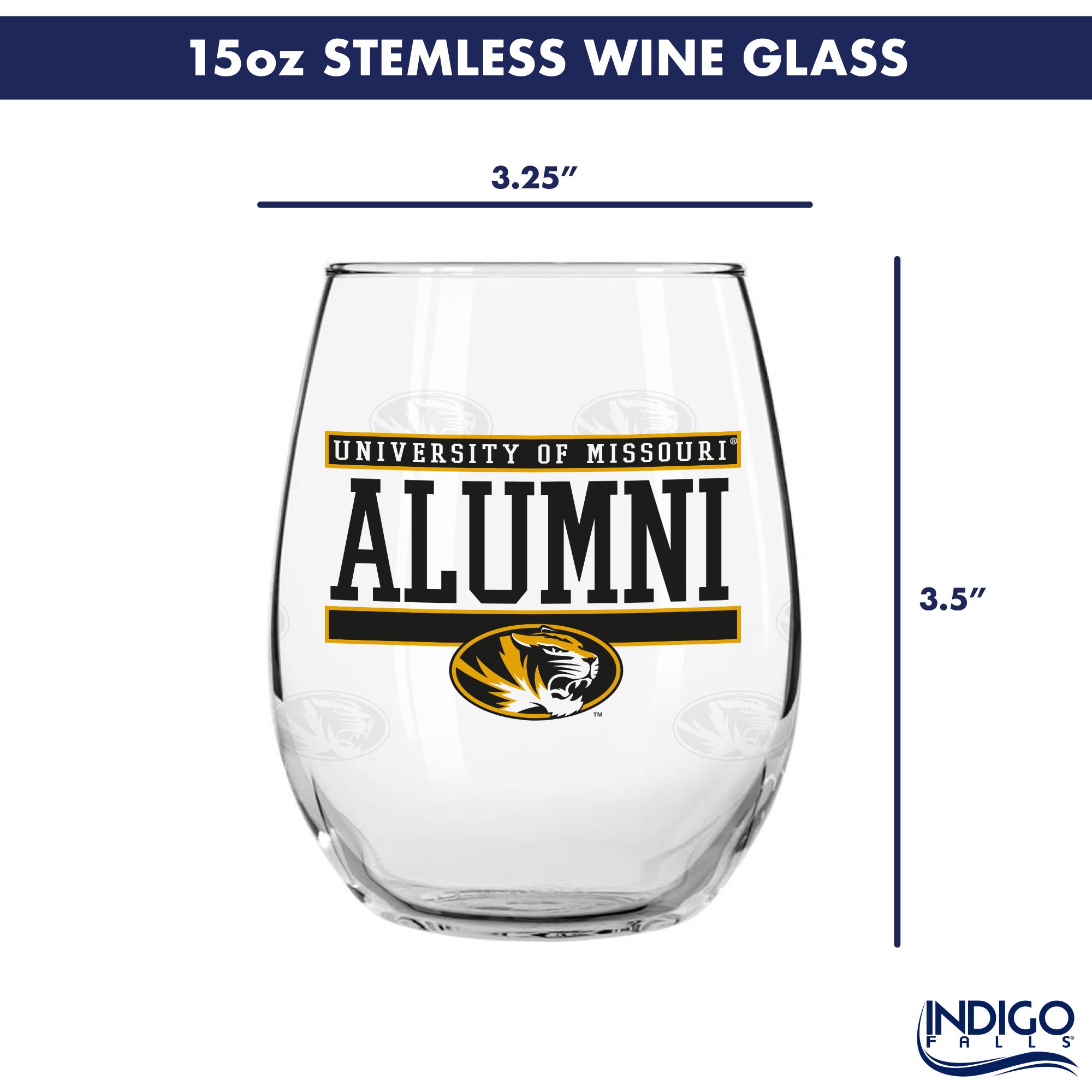 Set of 2 Missouri Tigers Alumni 15oz Stemless