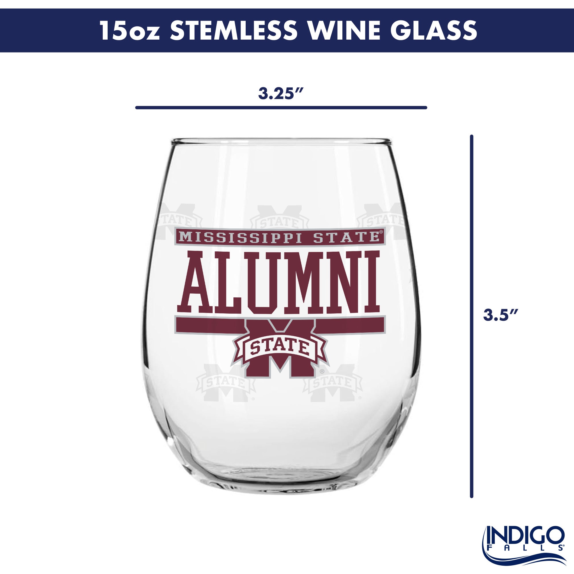 Set of 2 Mississippi State Bulldogs Alumni 15oz Stemless