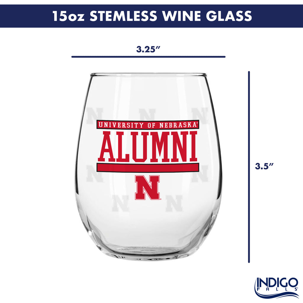 Set of 2 Nebraska Cornhuskers Alumni 15oz Stemless