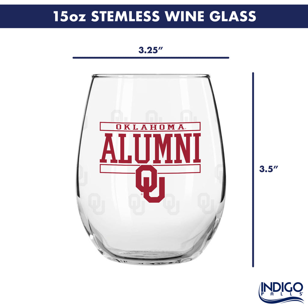 Set of 2 Oklahoma Sooners Alumni 15oz Stemless