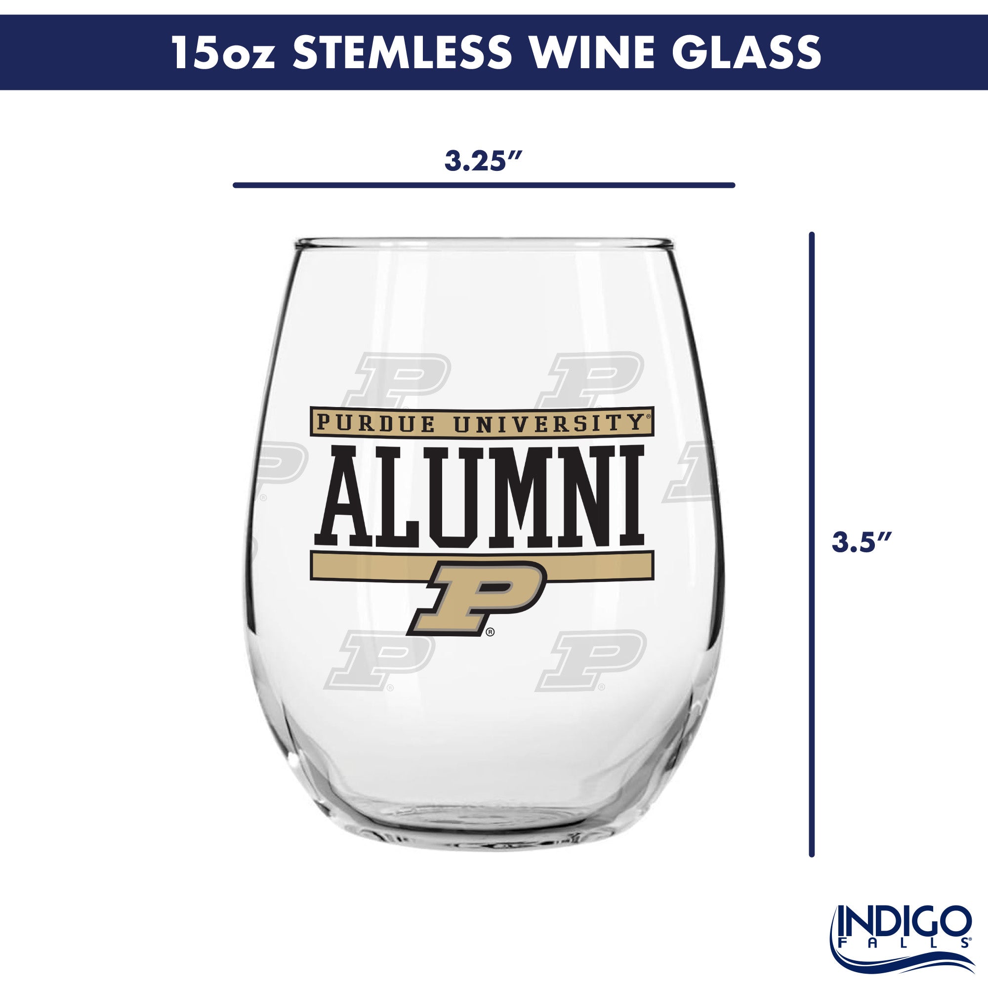Set of 2 Purdue Boilermakers Alumni 15oz Stemless