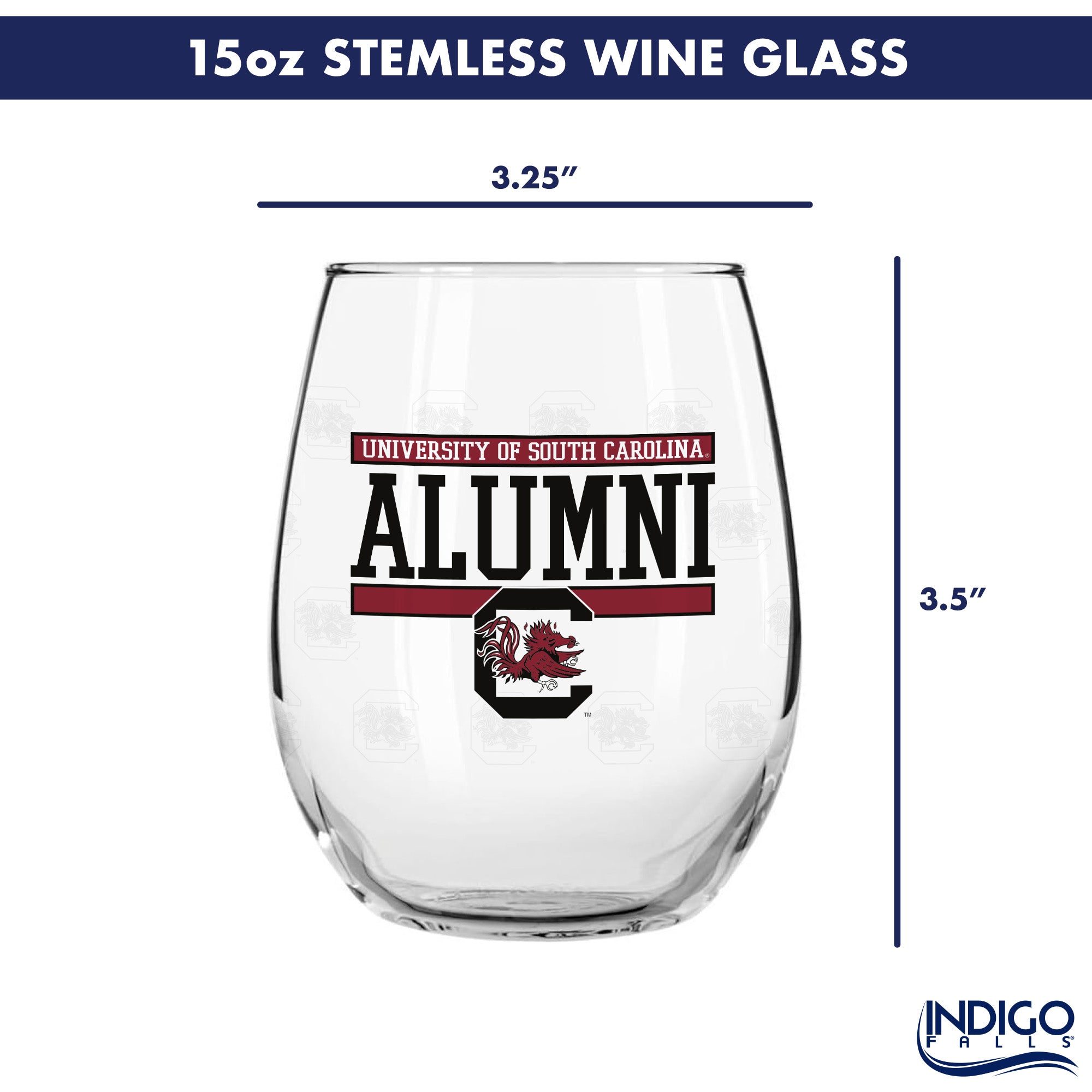 Set of 2 South Carolina Gamecocks Alumni 15oz Stemless