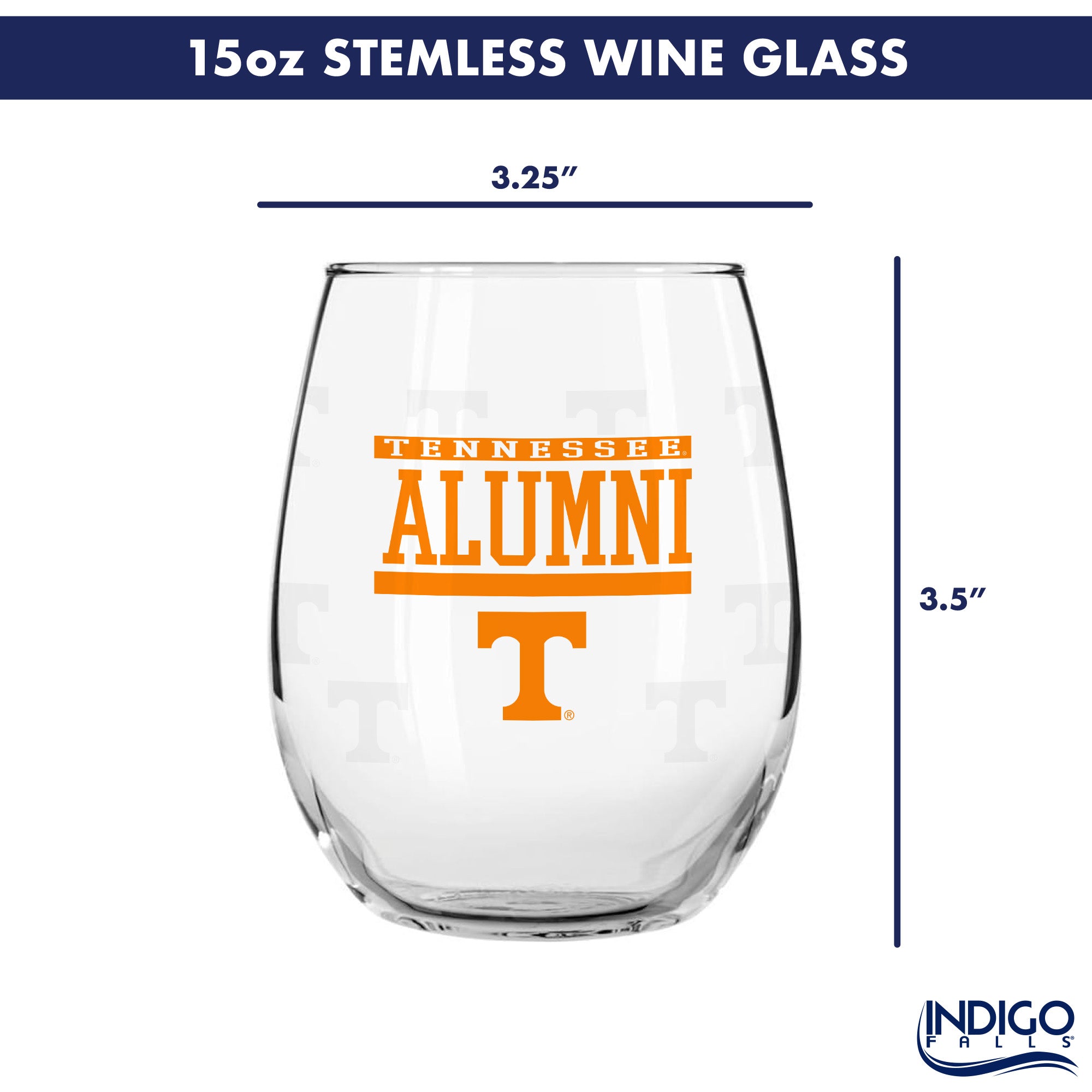 Set of 2 Tennessee Volunteers Alumni 15oz Stemless