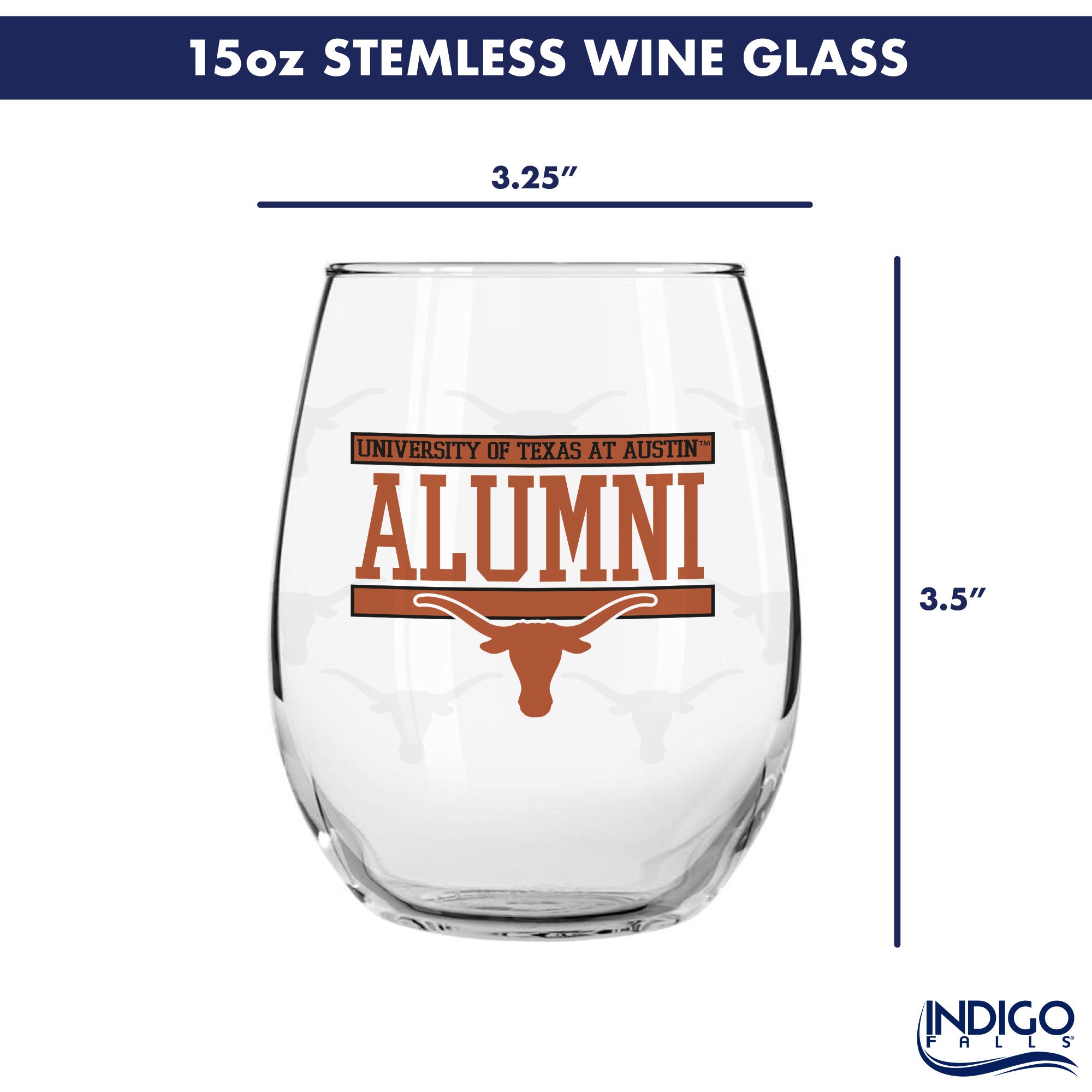 Set of 2 Texas Longhorns Alumni 15oz Stemless
