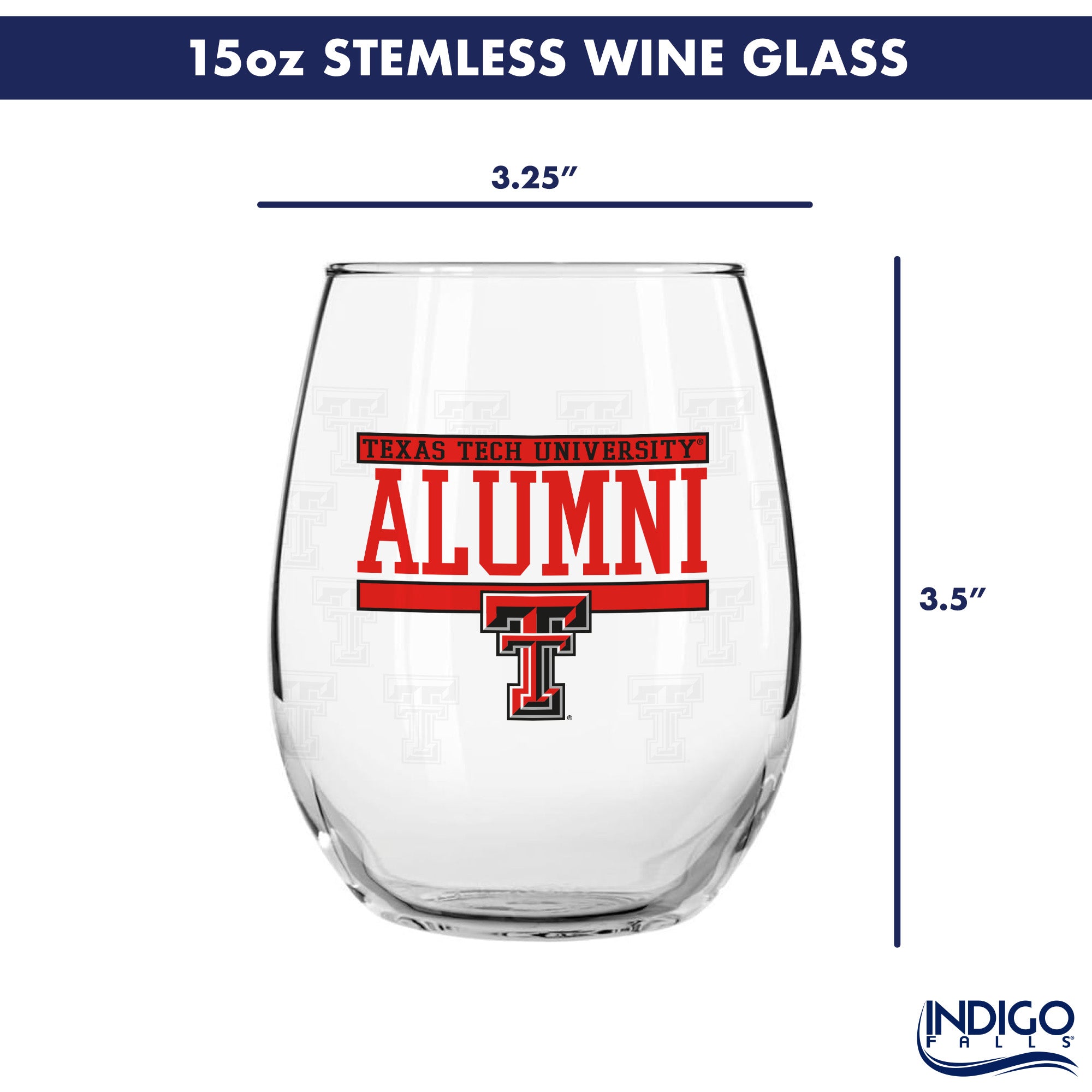Set of 2 Texas Tech Red Raiders Alumni 15oz Stemless