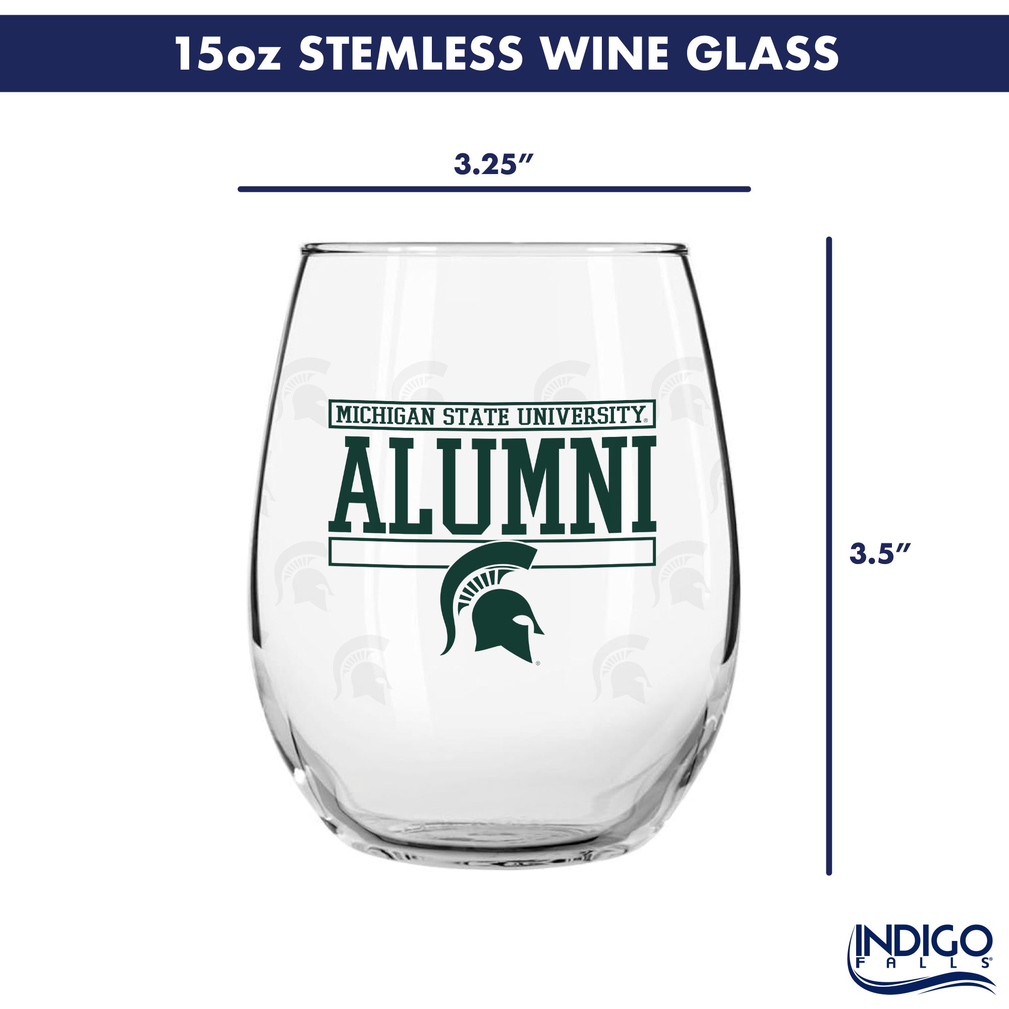 Set of 2 Michigan State Spartans Alumni 15oz Stemless