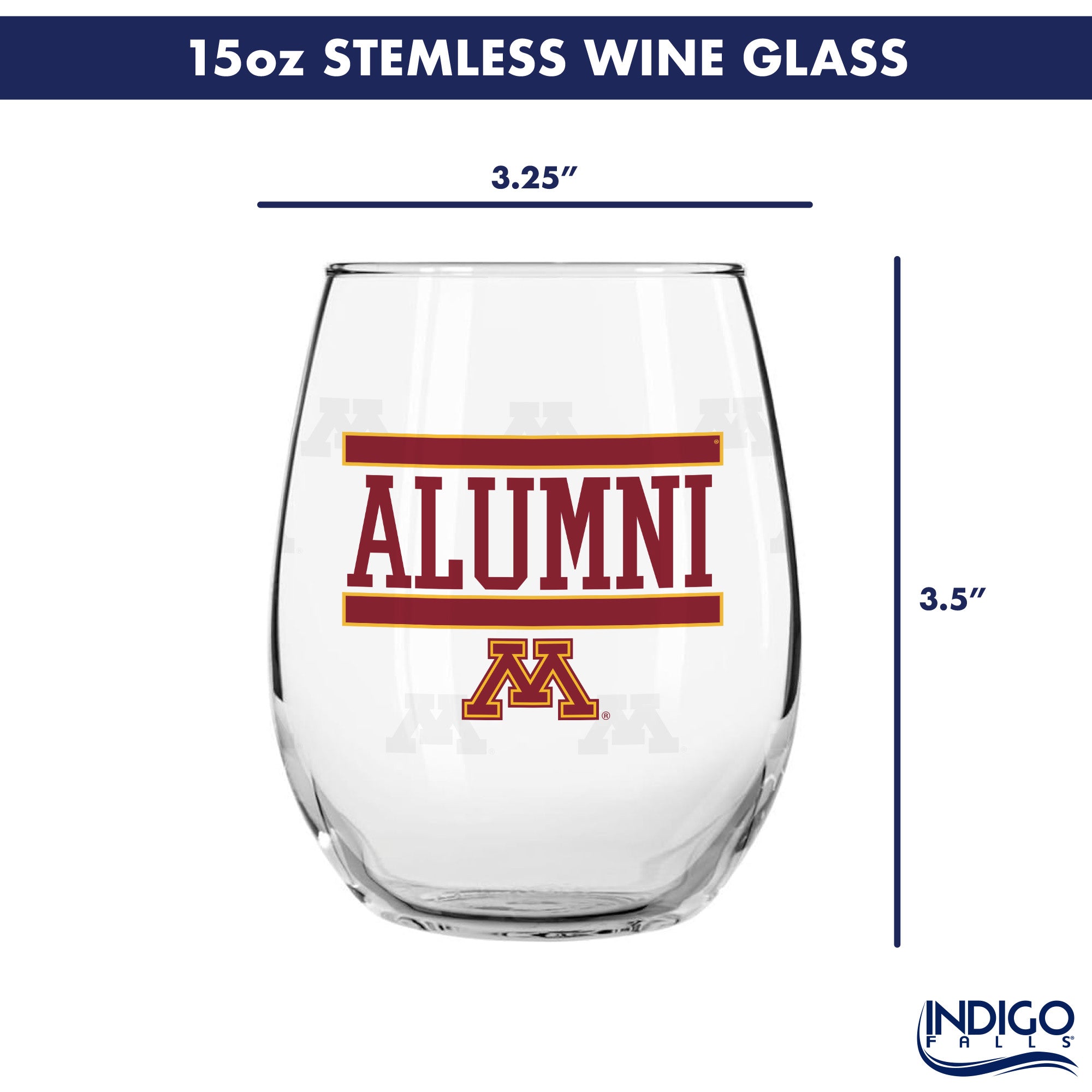 Set of 2 Minnesota Golden Gophers Alumni 15oz Stemless