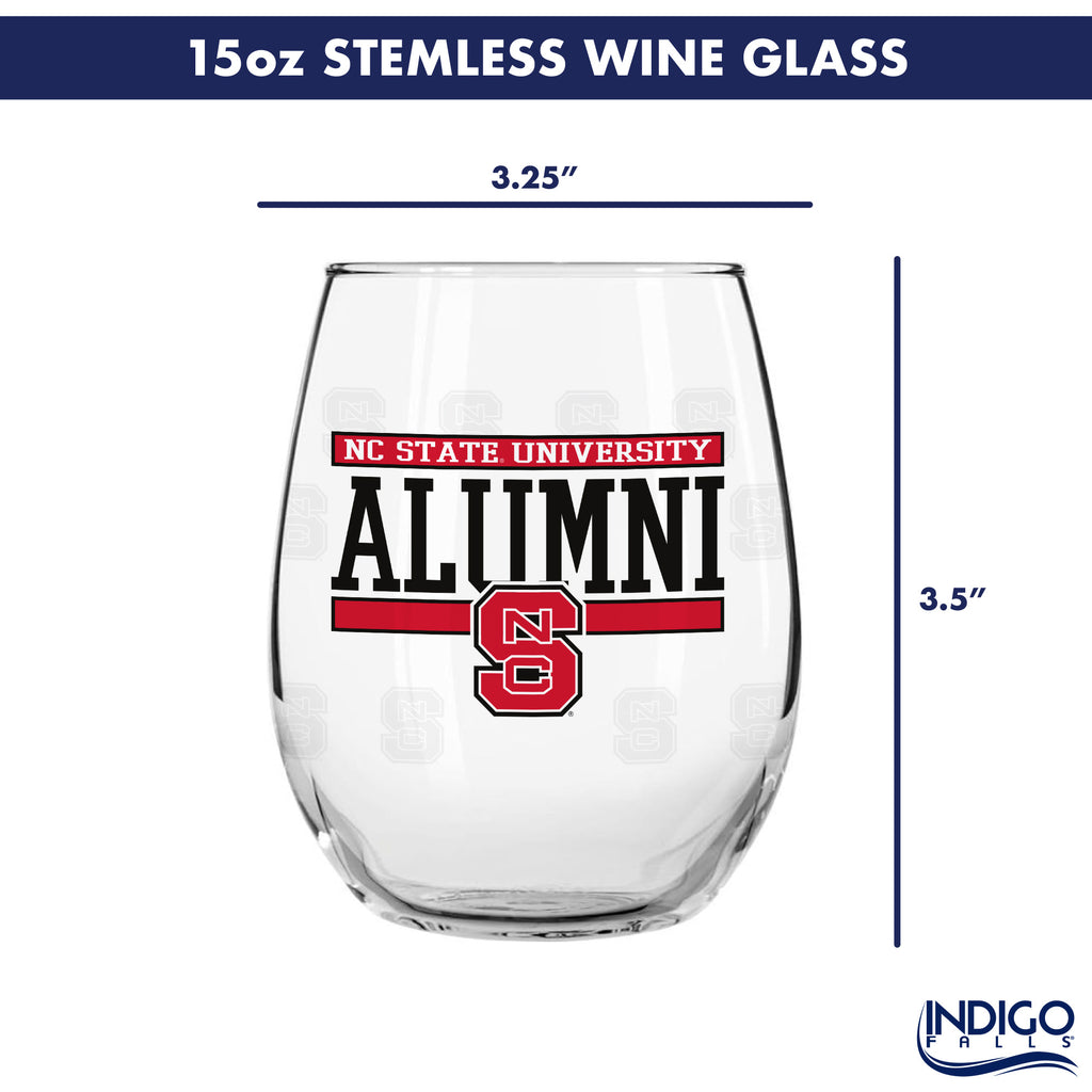 Set of 2 NC State Wolfpack Alumni 15oz Stemless