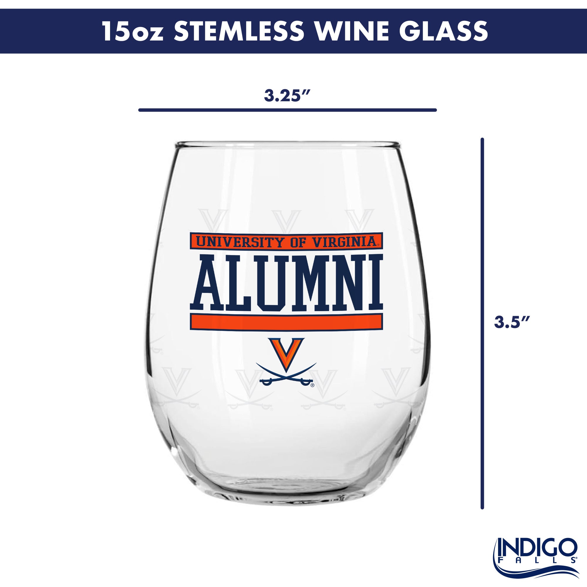 Set of 2 Virginia Cavaliers Alumni 15oz Stemless