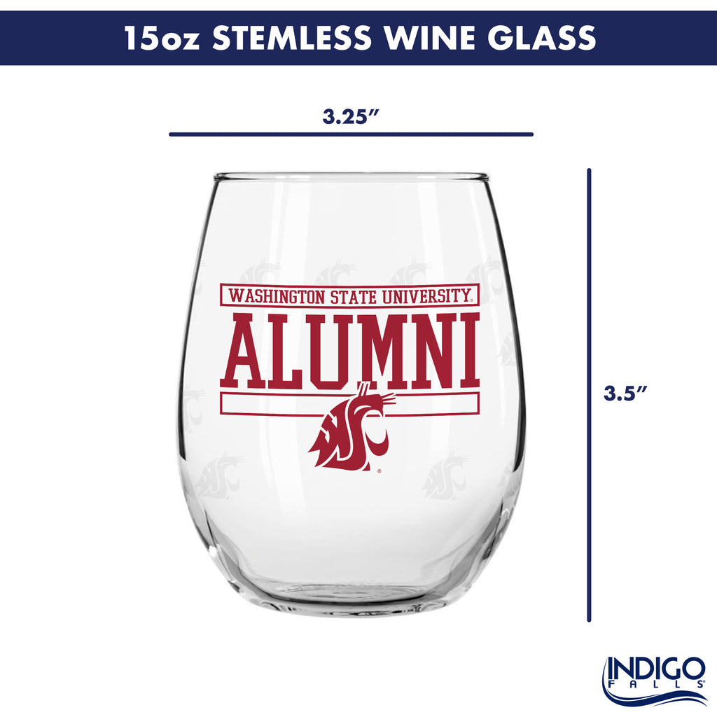 Set of 2 Washington State Cougars Alumni 15oz Stemless