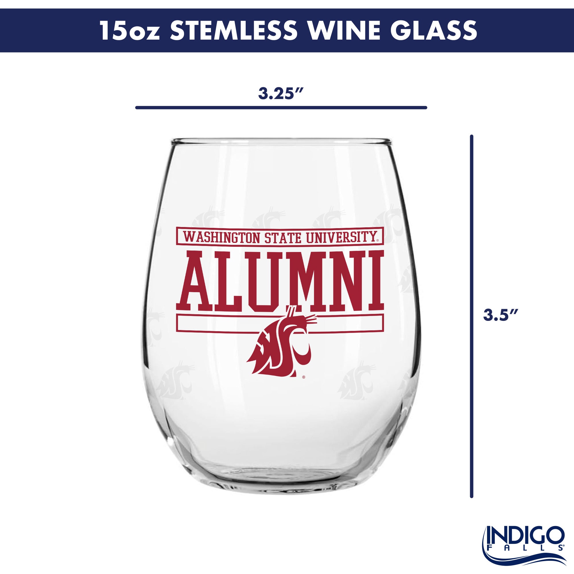 Set of 2 Washington State Cougars Alumni 15oz Stemless