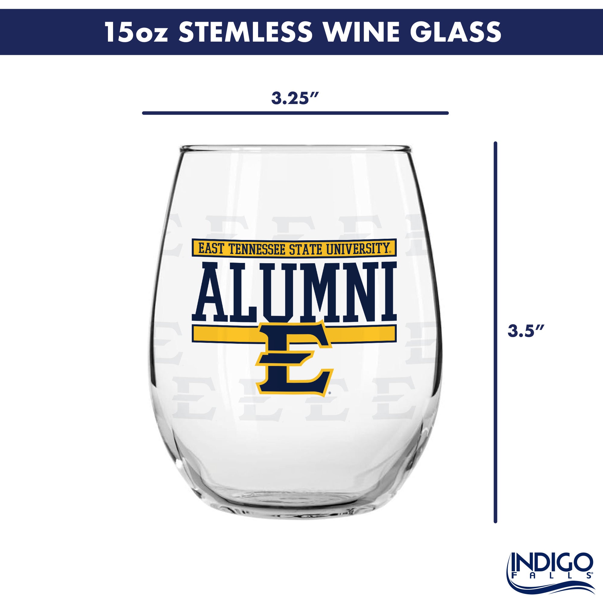 Set of 2 East Tennessee Buccaneers Alumni 15oz Stemless